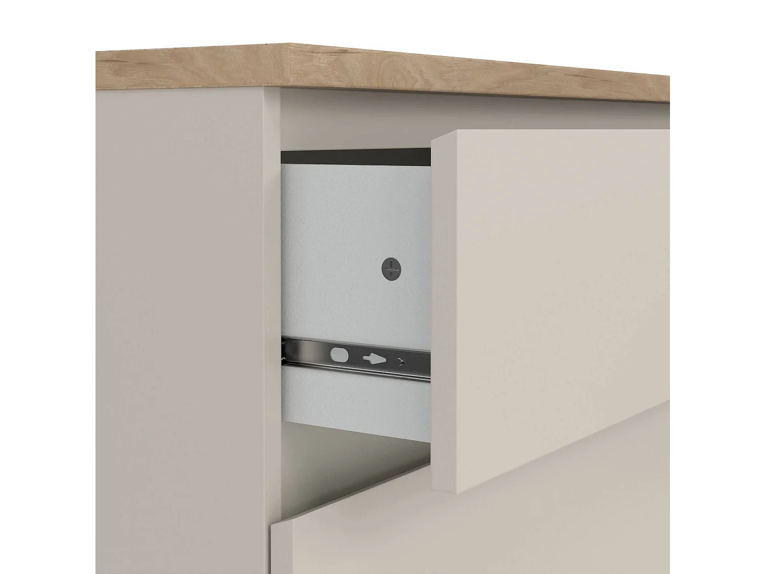 Cômoda Vistara, 3 Gavetas, 77x50x70h cm Bege, Abertura Deslizante, Fecho Deslizante