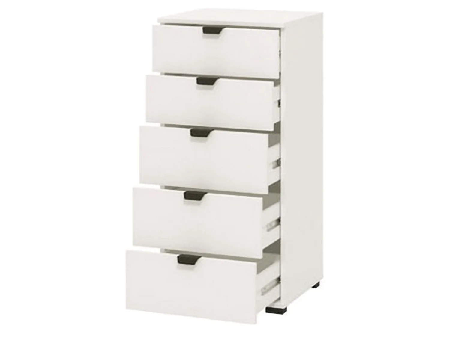 Cassettiera Mainarda, 5 Cassetti, 45x40x95h cm Bianco, Apertura Scorrevole, Chiusura Scorrevole