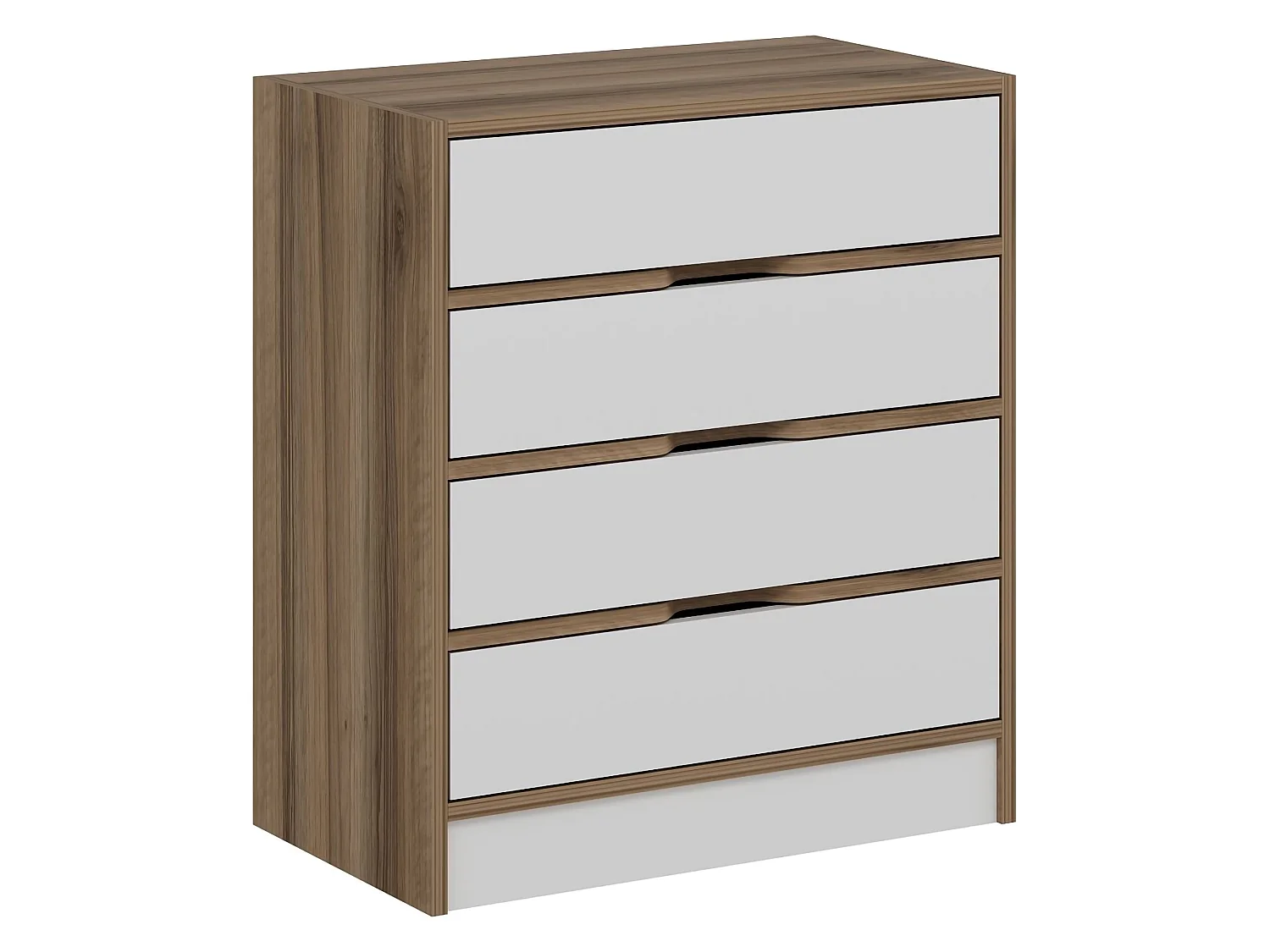 Cassettiera Lallio, 4 Cassetti, 70x40x80h cm Bianco, Apertura Scorrevole, Chiusura Scorrevole