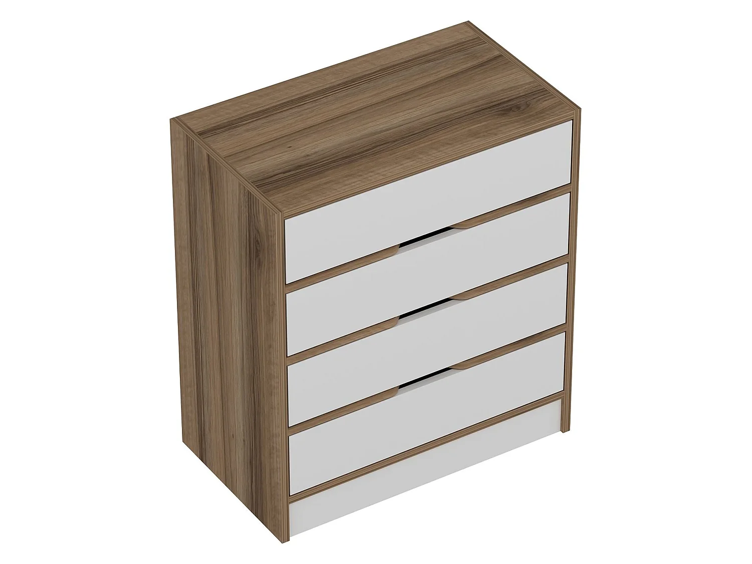 Cassettiera Lallio, 4 Cassetti, 70x40x80h cm Bianco, Apertura Scorrevole, Chiusura Scorrevole