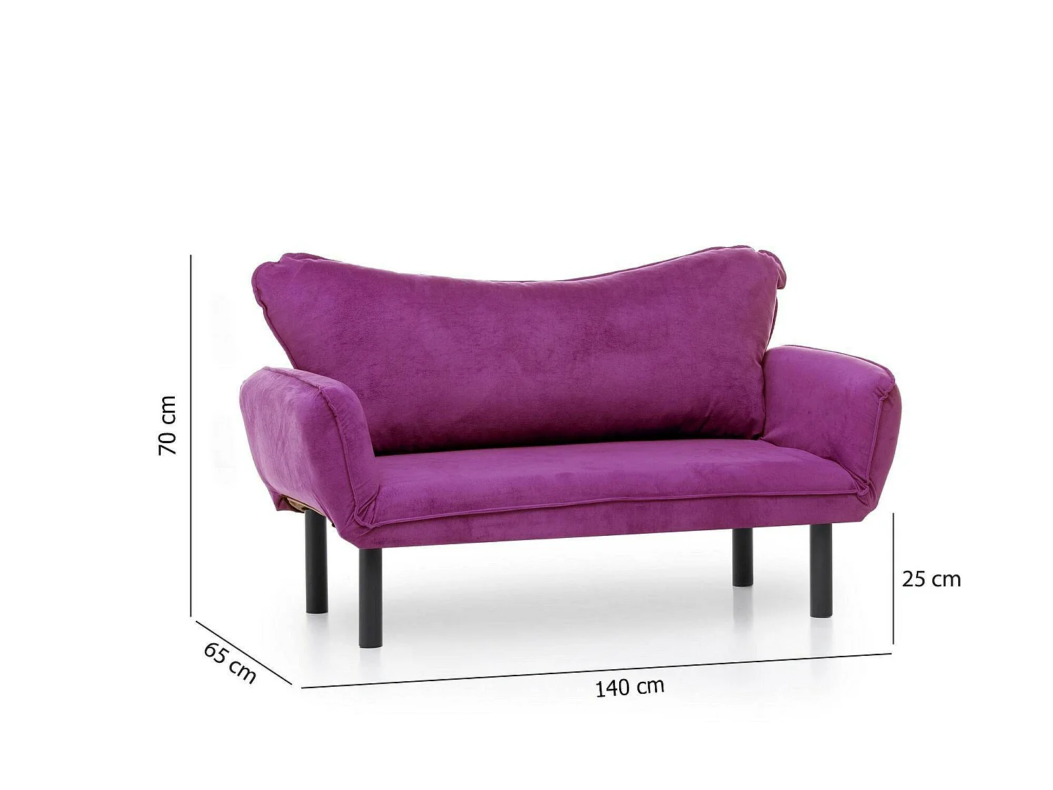 Divano Letto 2 Posti Mindulle, Reclinabile, 140x65 cm Viola, Braccioli, Posti a Sedere 2