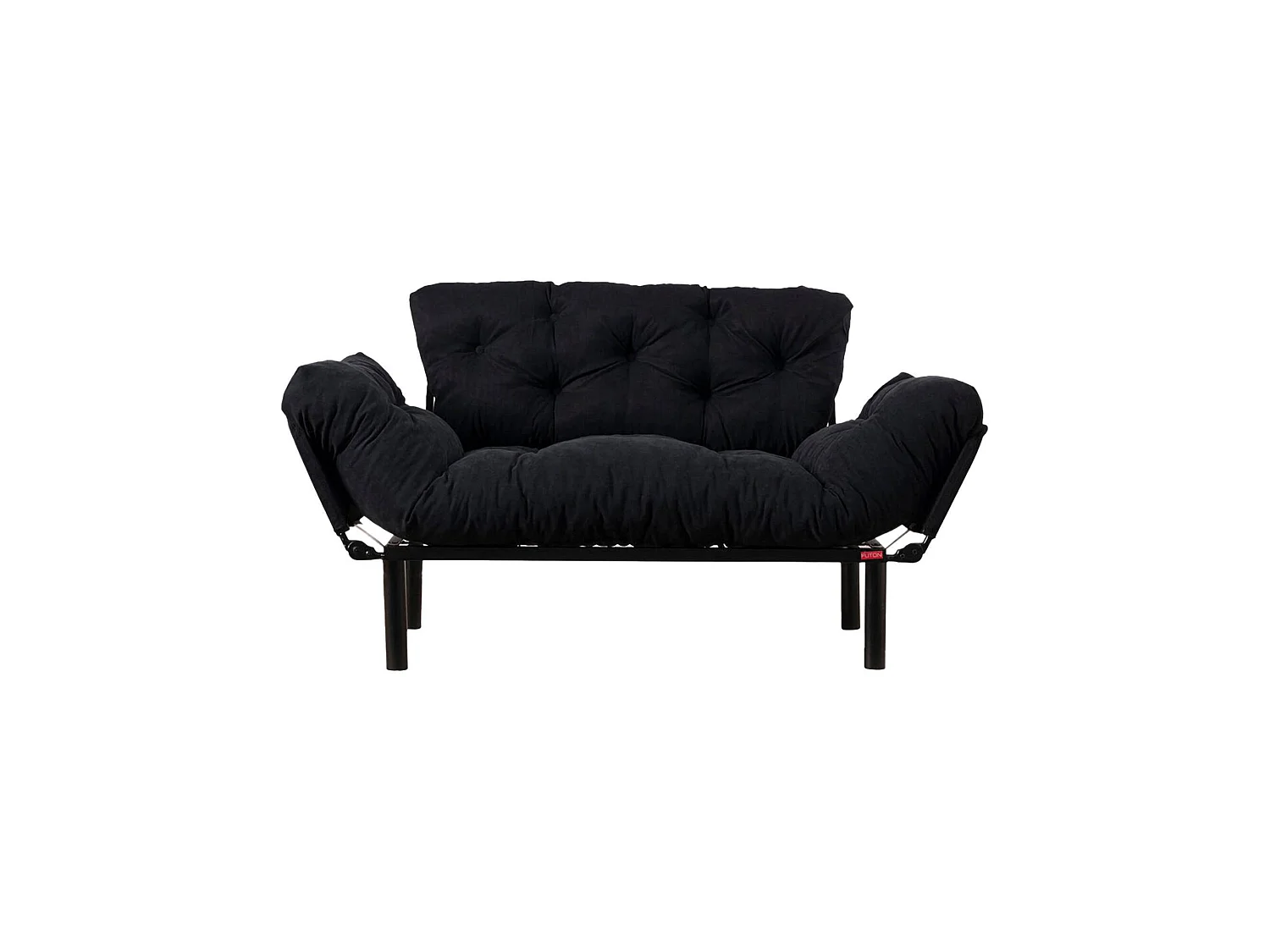 Canapé-lit 2 places Guchol, coffre de rangement, 155x70 cm noir, inclinable, accoudoirs