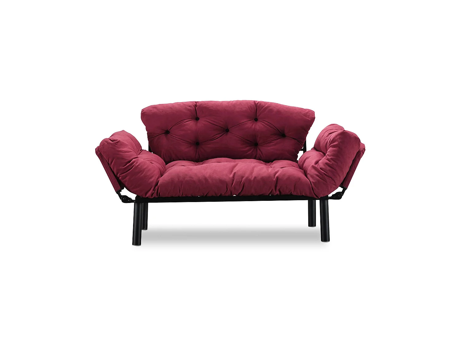Canapé-lit 2 places Guchol, coffre de rangement, 155x70 cm rouge, inclinable, accoudoirs