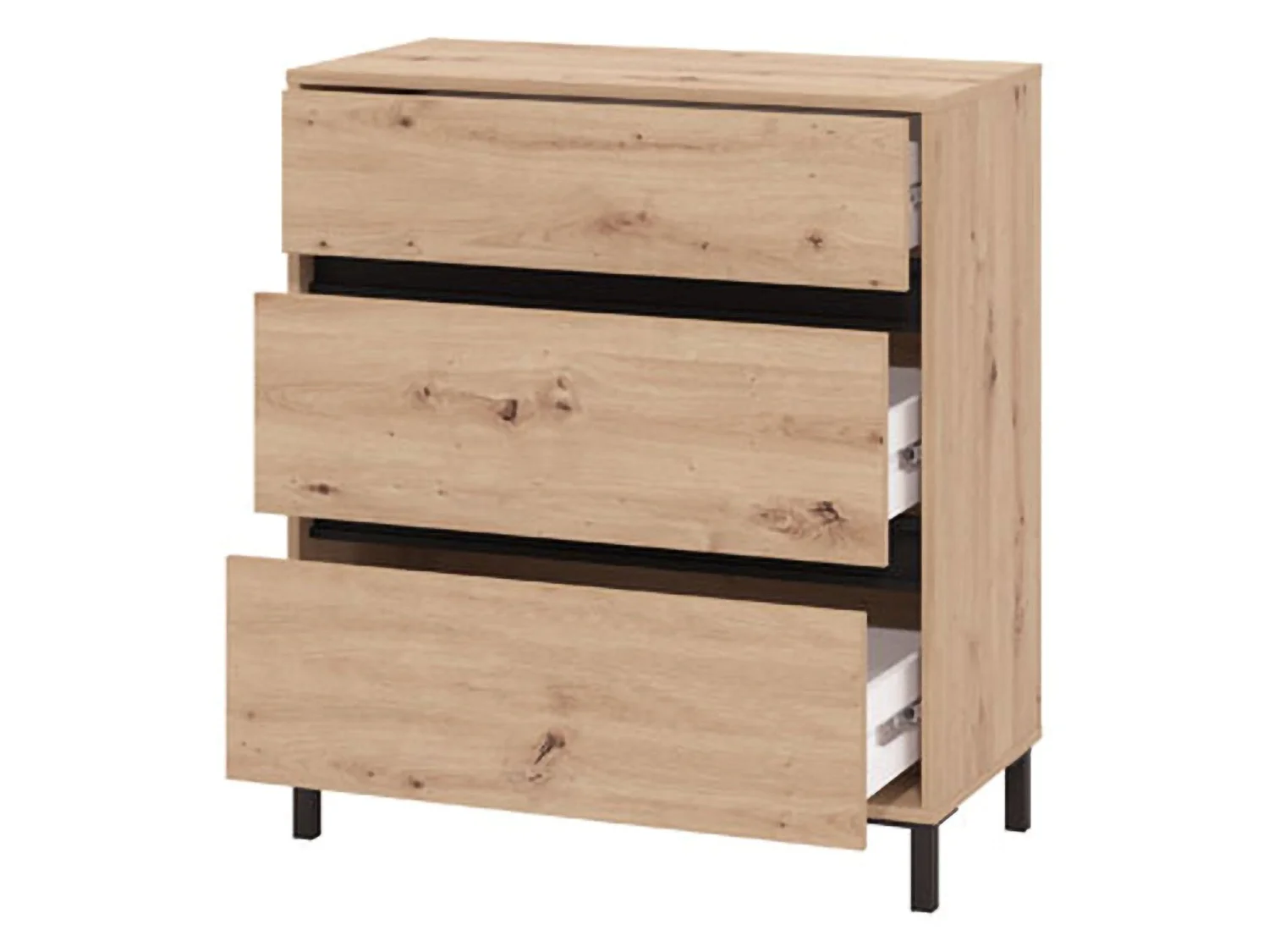 Cassettiera Mapello, 3 Cassetti, 80x40x90h cm Marrone Rovere Nodi, Apertura Scorrevole, Chiusura Scorrevole