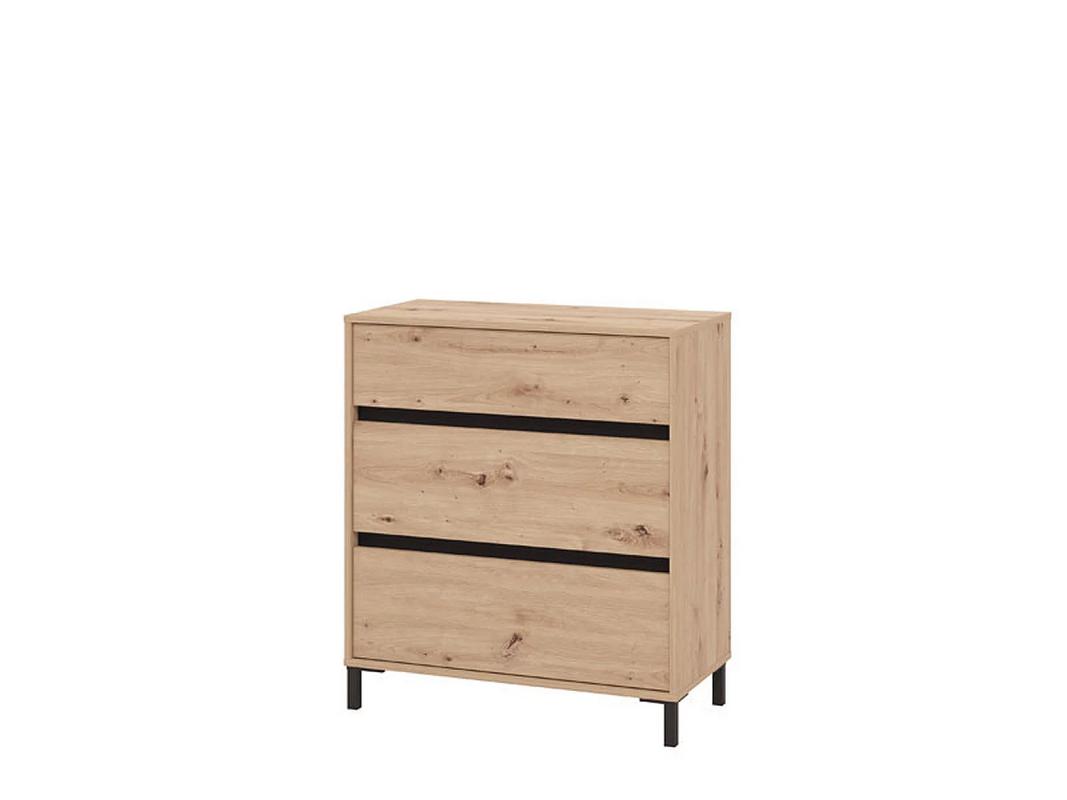 Cassettiera Mapello, 3 Cassetti, 80x40x90h cm Marrone Rovere Nodi, Apertura Scorrevole, Chiusura Scorrevole