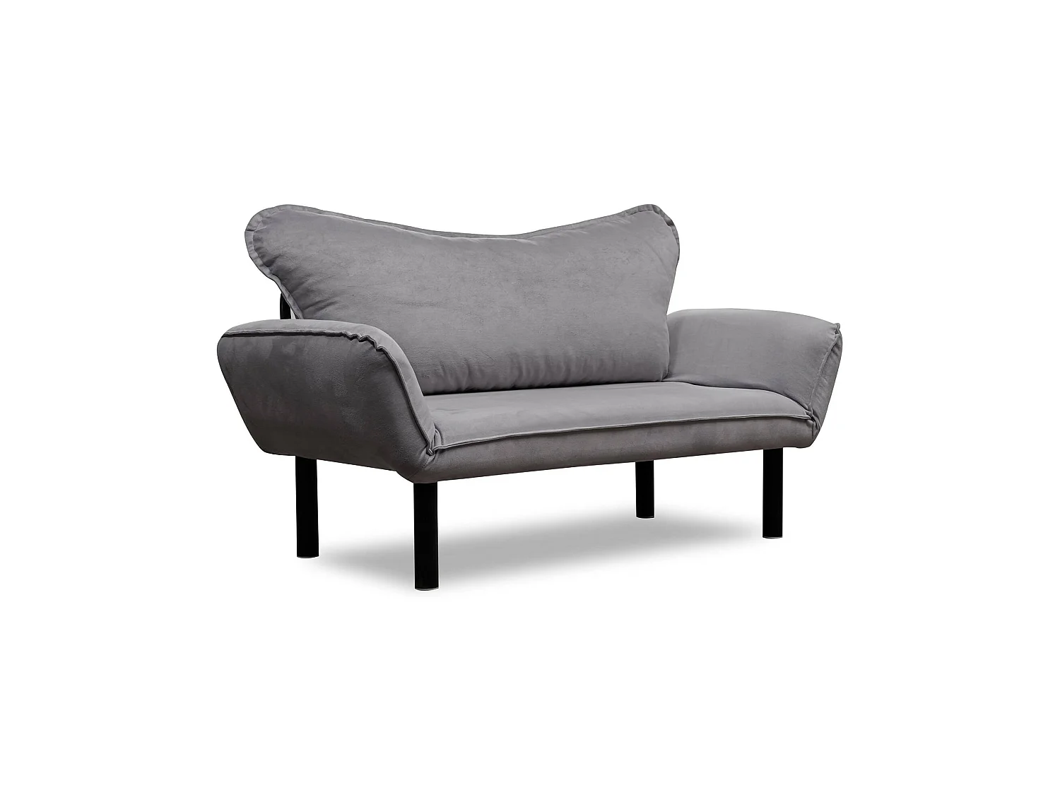 Canapé-lit 2 places Hone, coffre de rangement, 140x65 cm gris, inclinable, accoudoirs