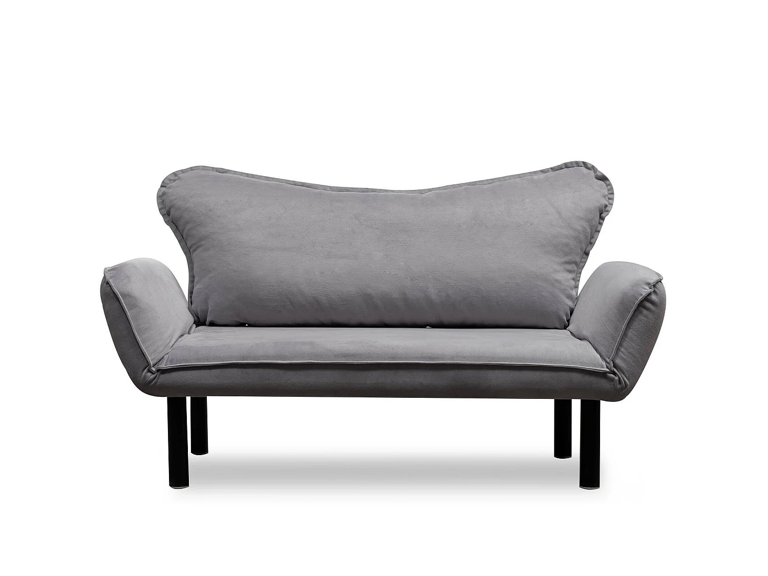 Canapé-lit 2 places Hone, coffre de rangement, 140x65 cm gris, inclinable, accoudoirs