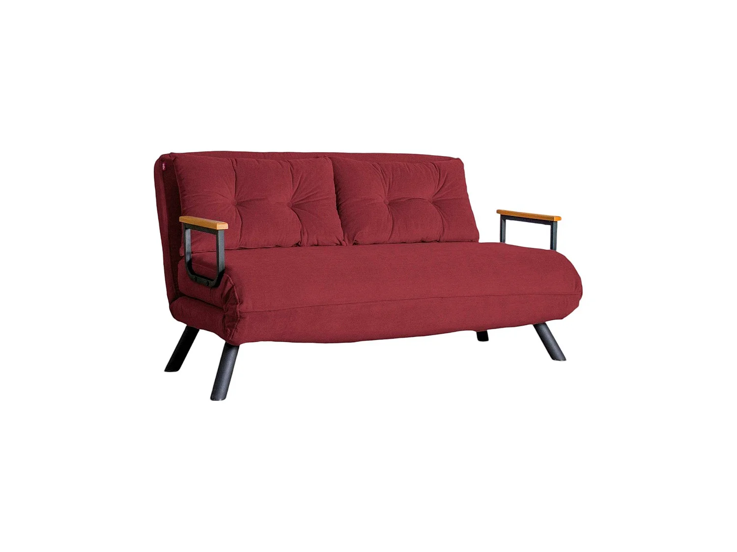 Canapé-lit 2 places Calvin, coffre de rangement, 133x78 cm rouge, inclinable, ouverture clic-clac