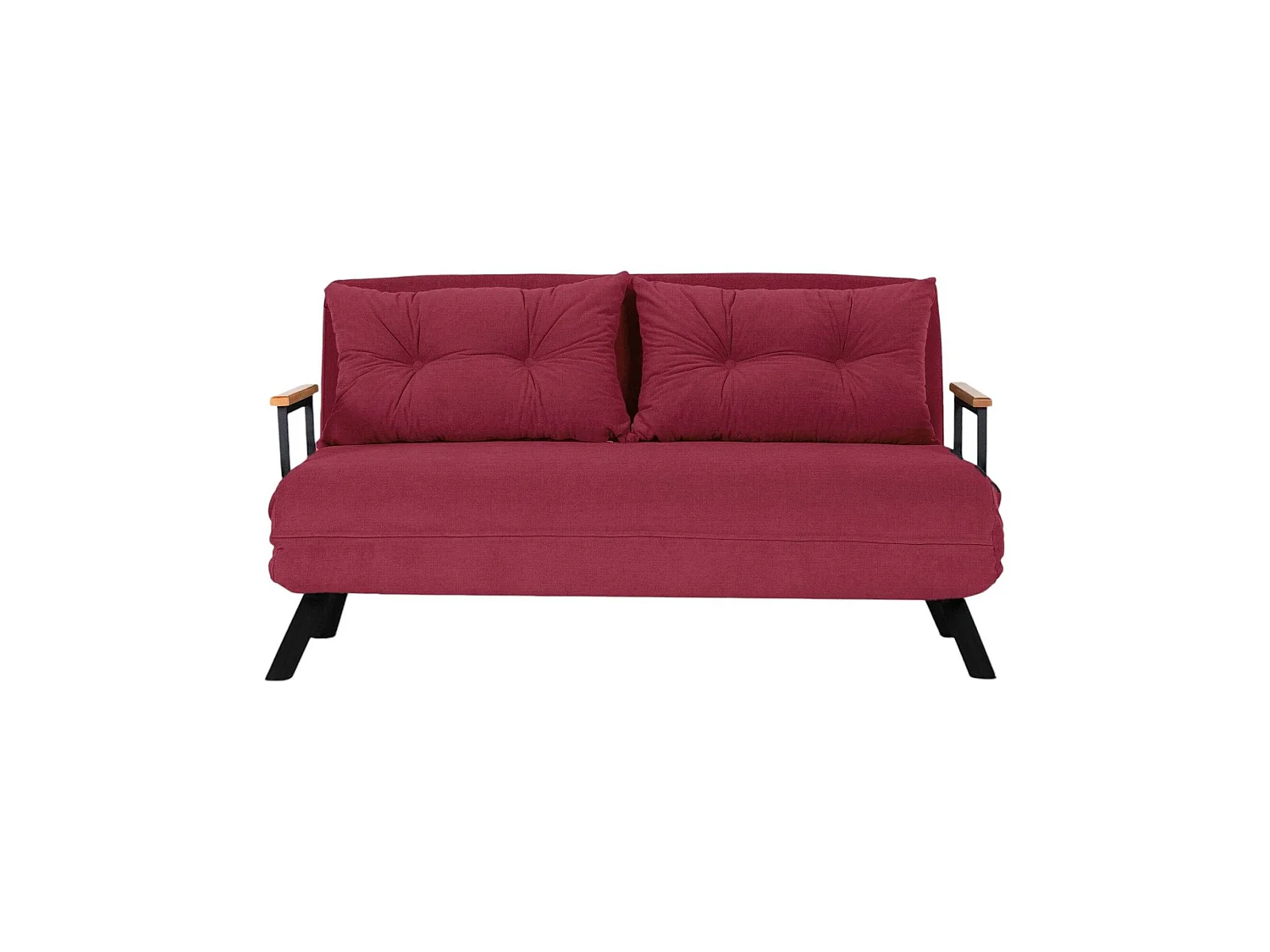 Canapé-lit 2 places Calvin, coffre de rangement, 133x78 cm rouge, inclinable, ouverture clic-clac