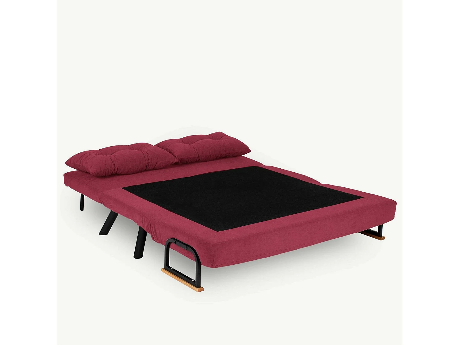 Canapé-lit 2 places Calvin, coffre de rangement, 133x78 cm rouge, inclinable, ouverture clic-clac