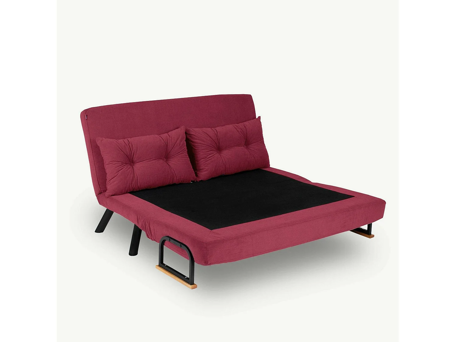 Canapé-lit 2 places Calvin, coffre de rangement, 133x78 cm rouge, inclinable, ouverture clic-clac