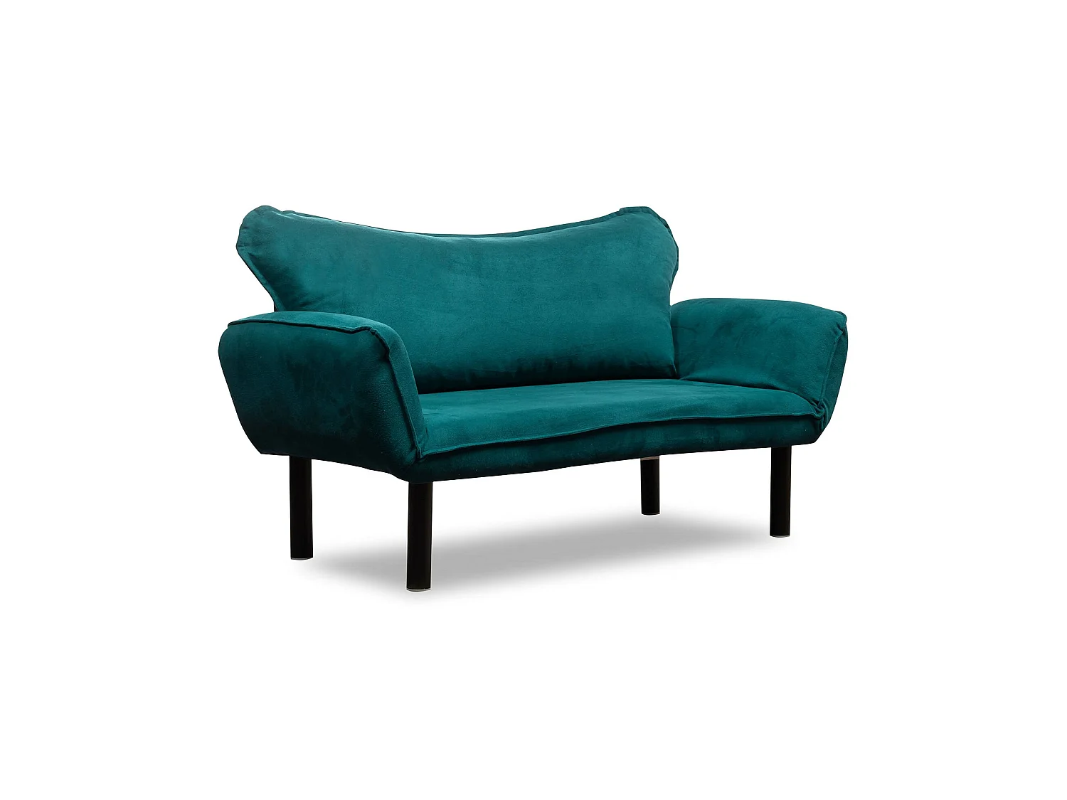 Canapé-lit 2 places Hone, coffre de rangement, 140x65 cm bleu, inclinable, accoudoirs