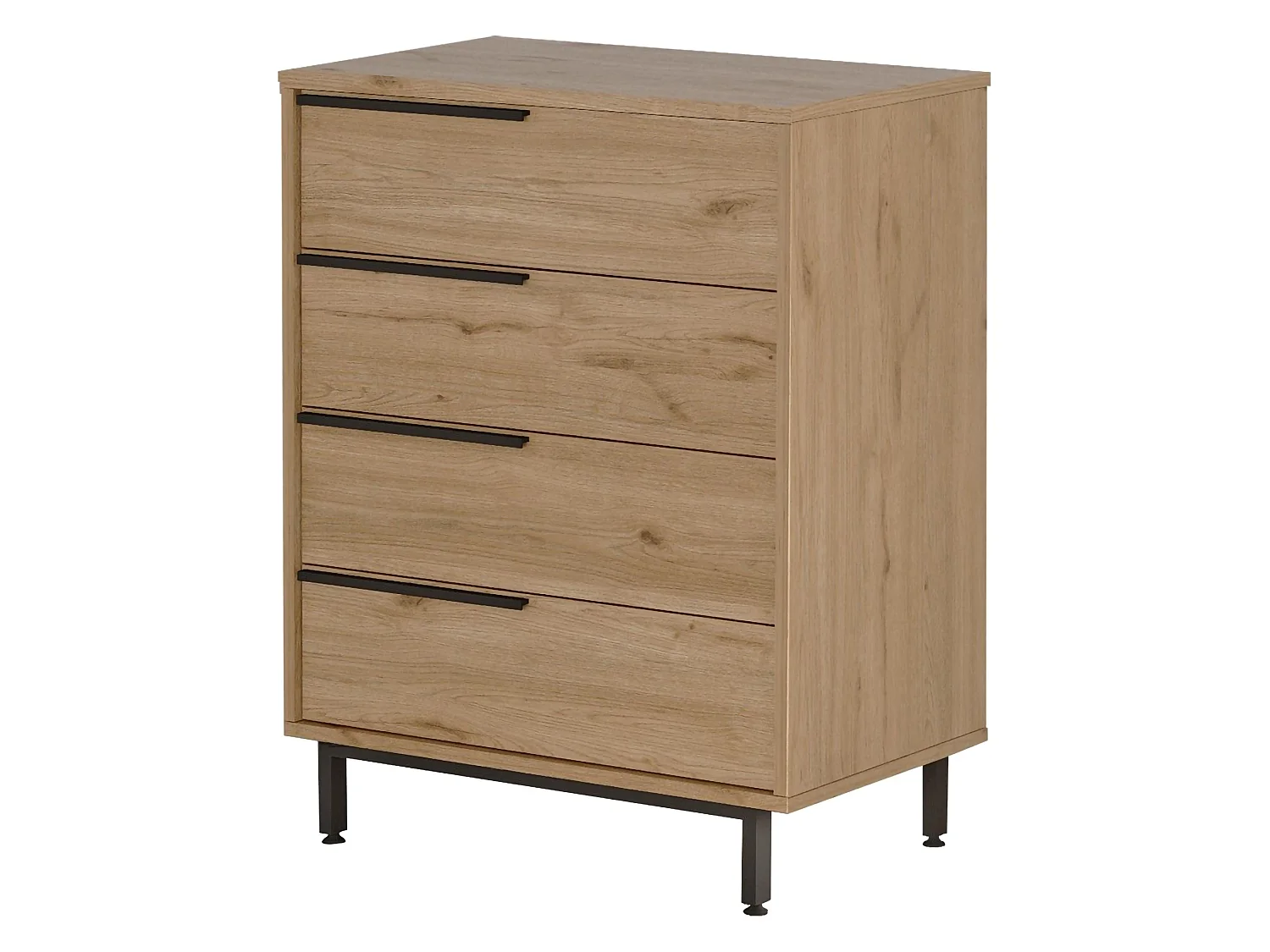 Cassettiera Lusevera, 4 Cassetti, 75x45x95h cm Marrone Rovere, Apertura Scorrevole, Chiusura Scorrevole