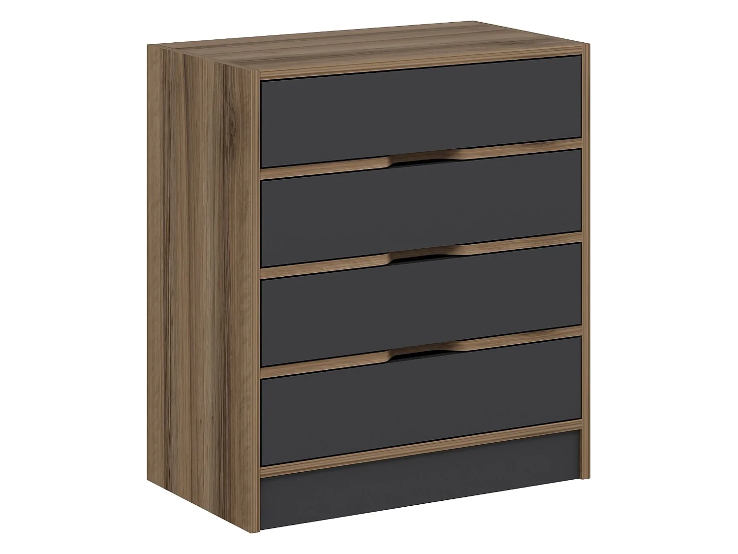 Cassettiera Gazzola, 4 Cassetti, 70x40x79h cm Nero Antracite, Apertura Scorrevole, Chiusura Scorrevole