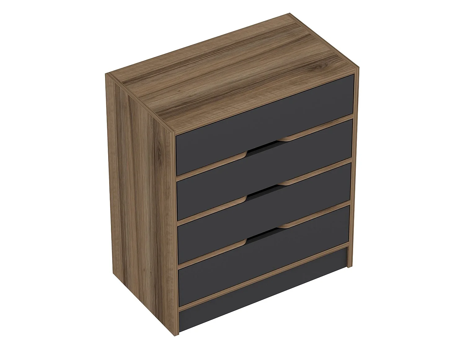 Cassettiera Gazzola, 4 Cassetti, 70x40x79h cm Nero Antracite, Apertura Scorrevole, Chiusura Scorrevole