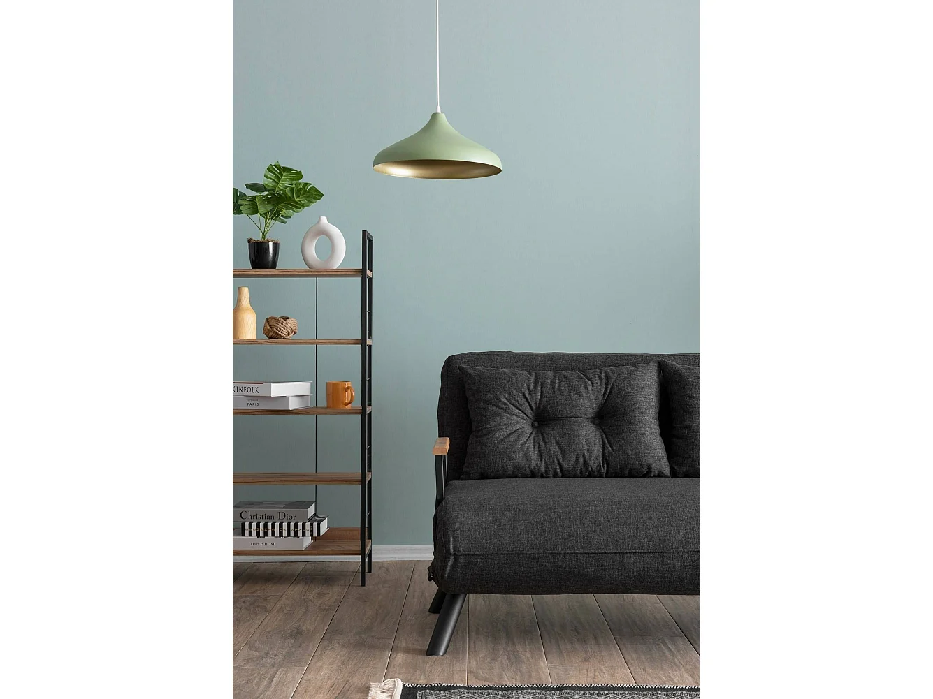 Canapé-lit 2 places Calvin, coffre, 133x78 cm gris cendré, inclinable, accoudoirs