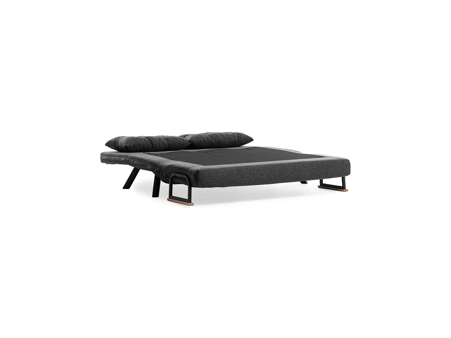 Canapé-lit 2 places Calvin, coffre, 133x78 cm gris cendré, inclinable, accoudoirs