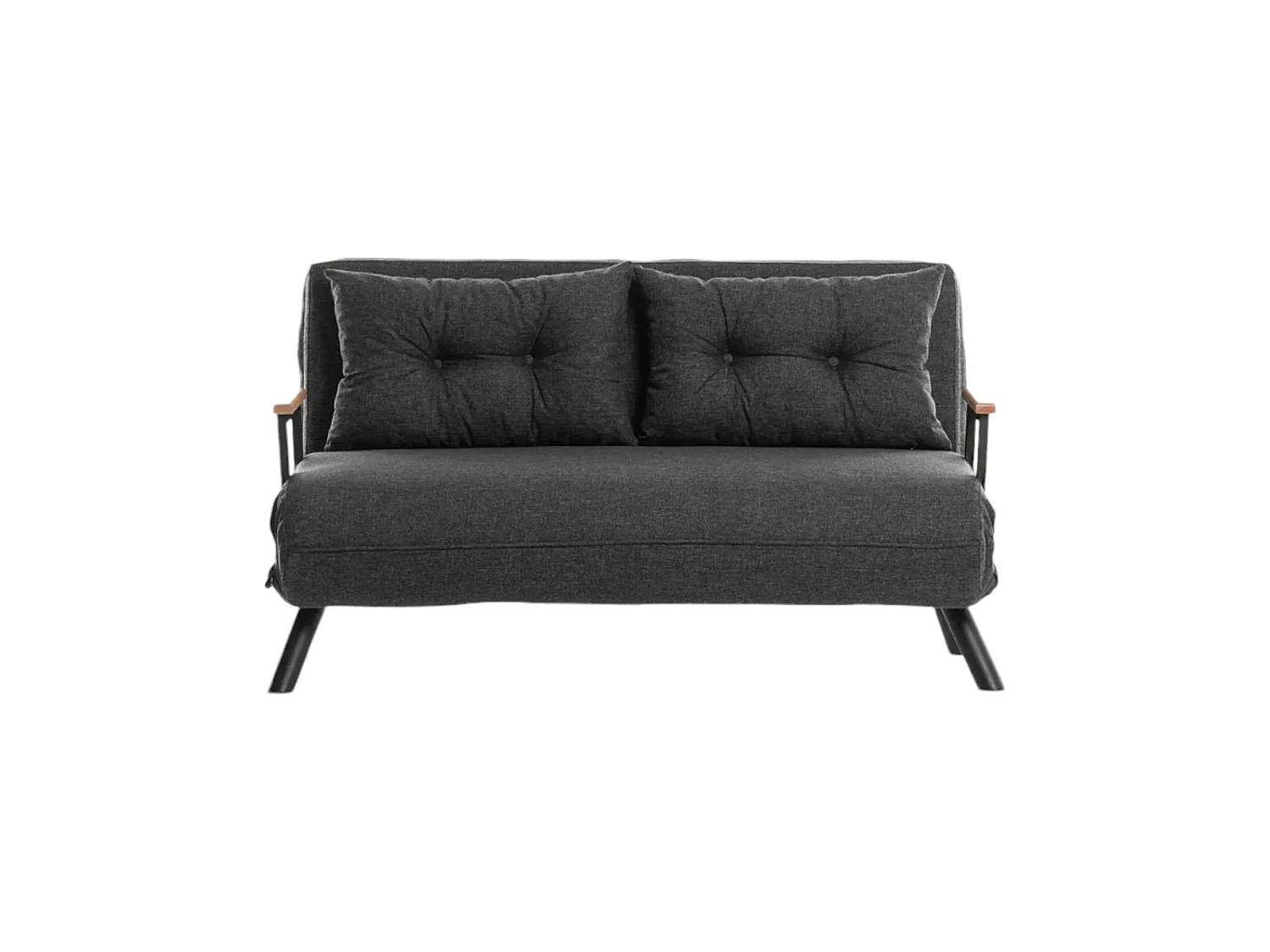 Canapé-lit 2 places Calvin, coffre, 133x78 cm gris cendré, inclinable, accoudoirs
