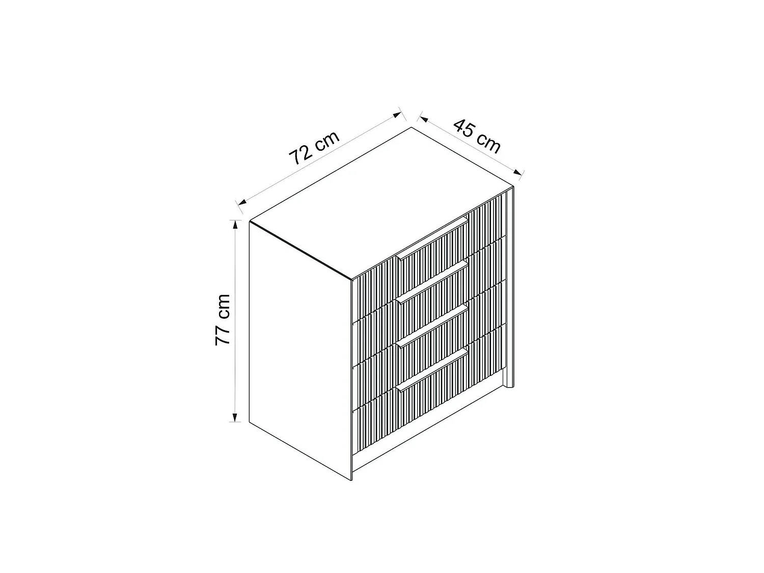 Cassettiera Fanoos, 7 Cassetti, 72x45x77h cm Grigio Cemento, Apertura Scorrevole, Chiusura Scorrevole