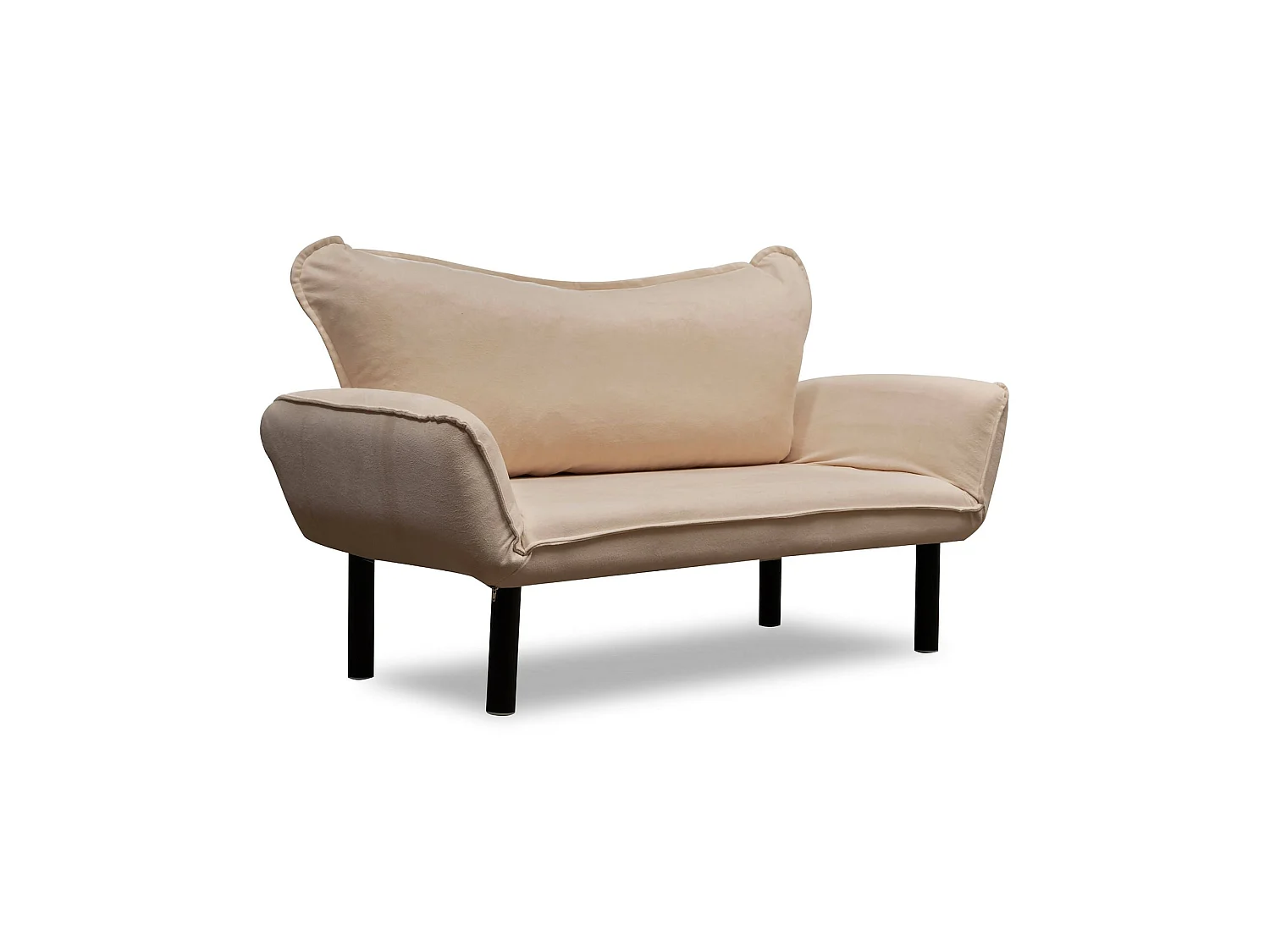 Canapé-lit 2 places Hone, coffre, 140x65 cm blanc crème, inclinable, 2 places assises