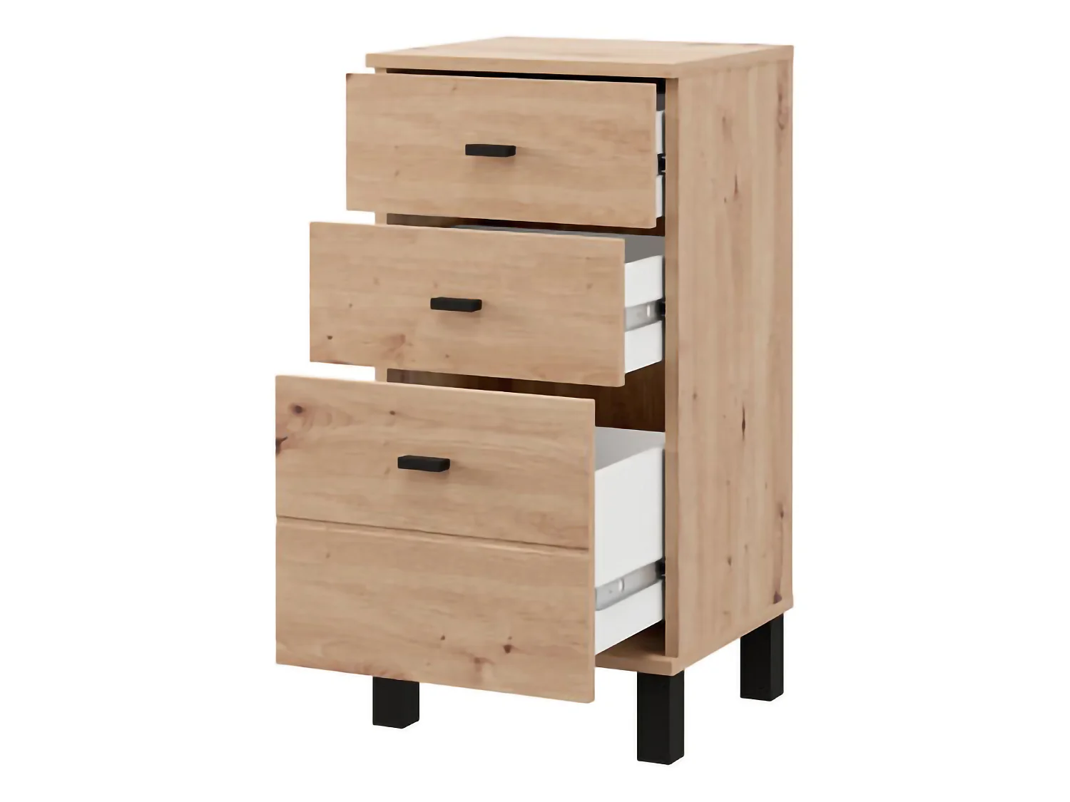 Credenza Vilcab, un Ripiano, 39x35x78h cm Marrone Rovere Nodi, Madia, 3 Cassetti, Apertura Scorrevole
