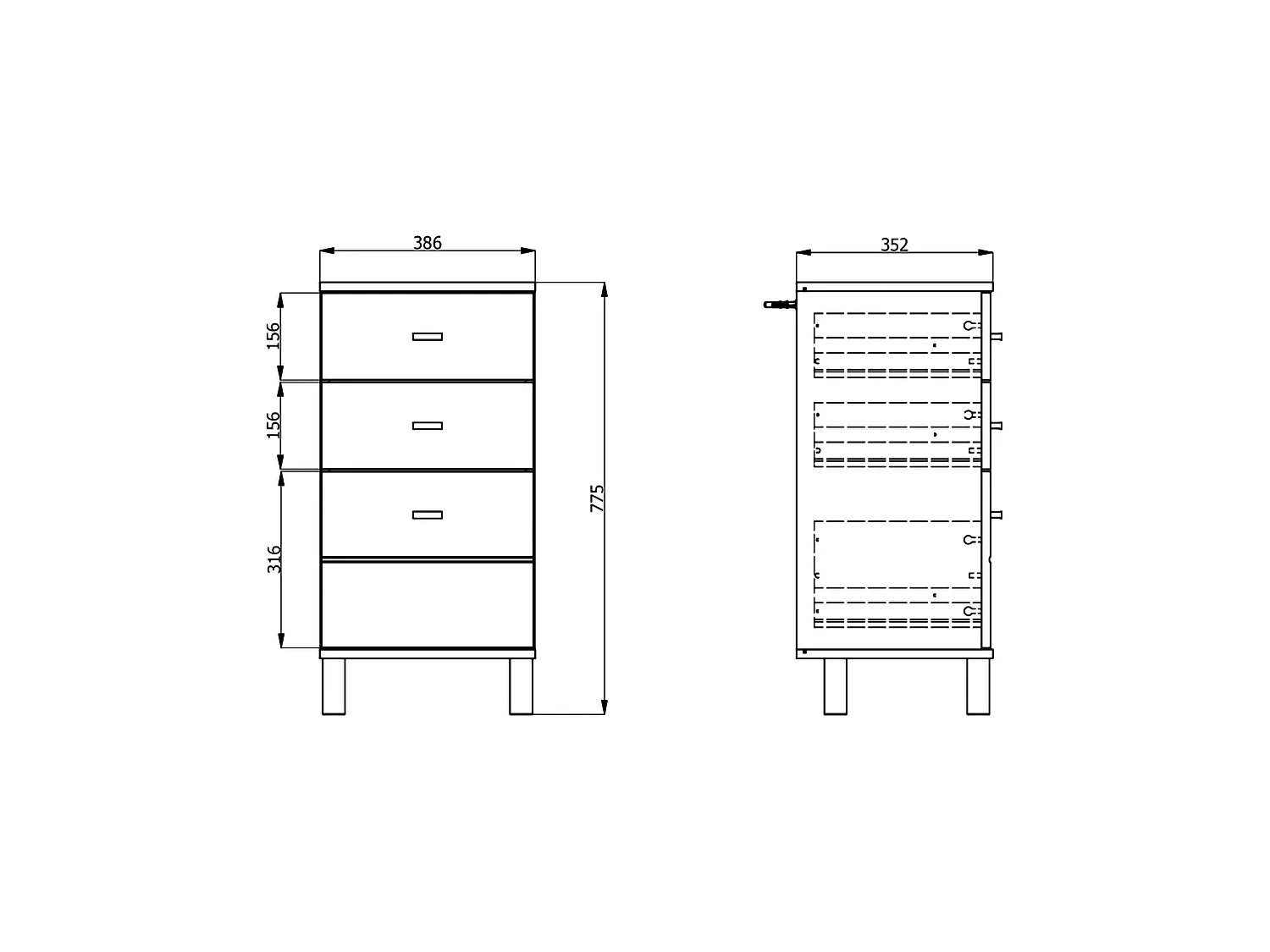 Credenza Vilcab, un Ripiano, 39x35x78h cm Marrone Rovere Nodi, Madia, 3 Cassetti, Apertura Scorrevole