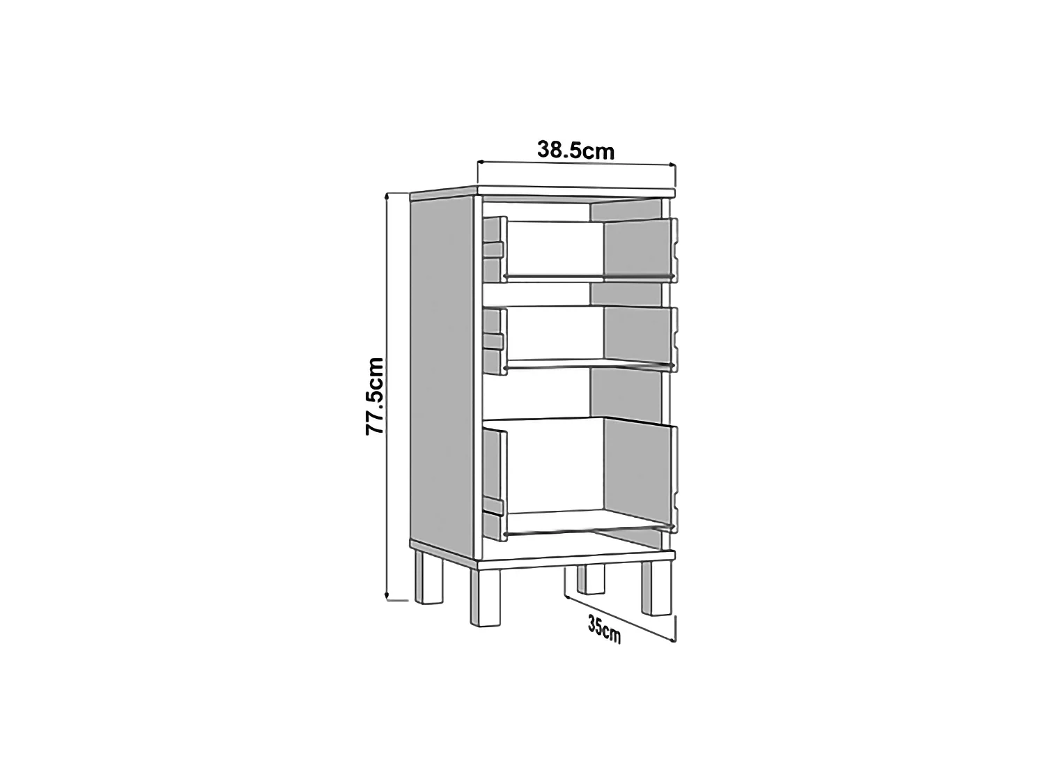 Credenza Vilcab, un Ripiano, 39x35x78h cm Marrone Rovere Nodi, Madia, 3 Cassetti, Apertura Scorrevole