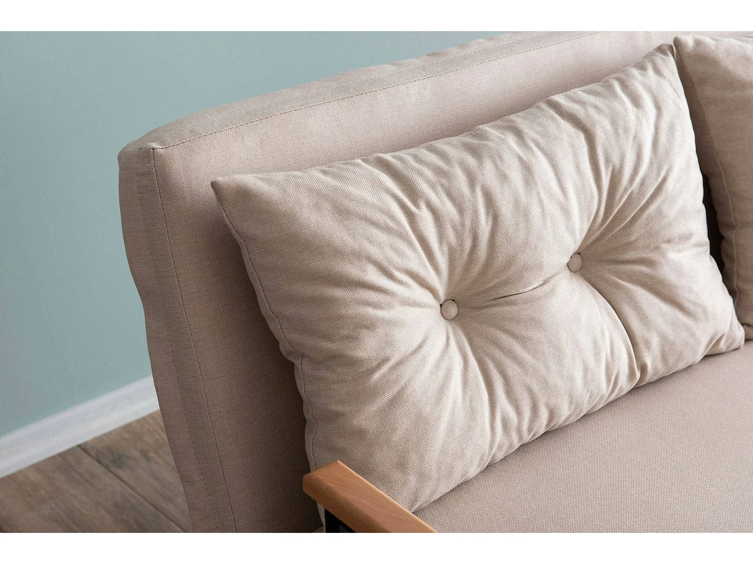 Canapé-lit 2 places Calvin, coffre de rangement, 133x78 cm beige, inclinable, accoudoirs