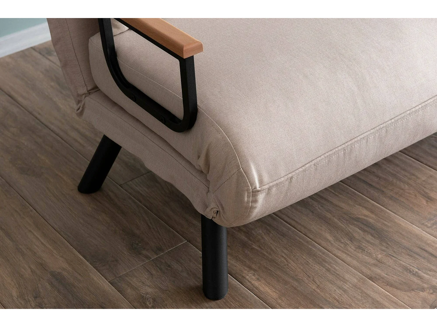 Canapé-lit 2 places Calvin, coffre de rangement, 133x78 cm beige, inclinable, accoudoirs