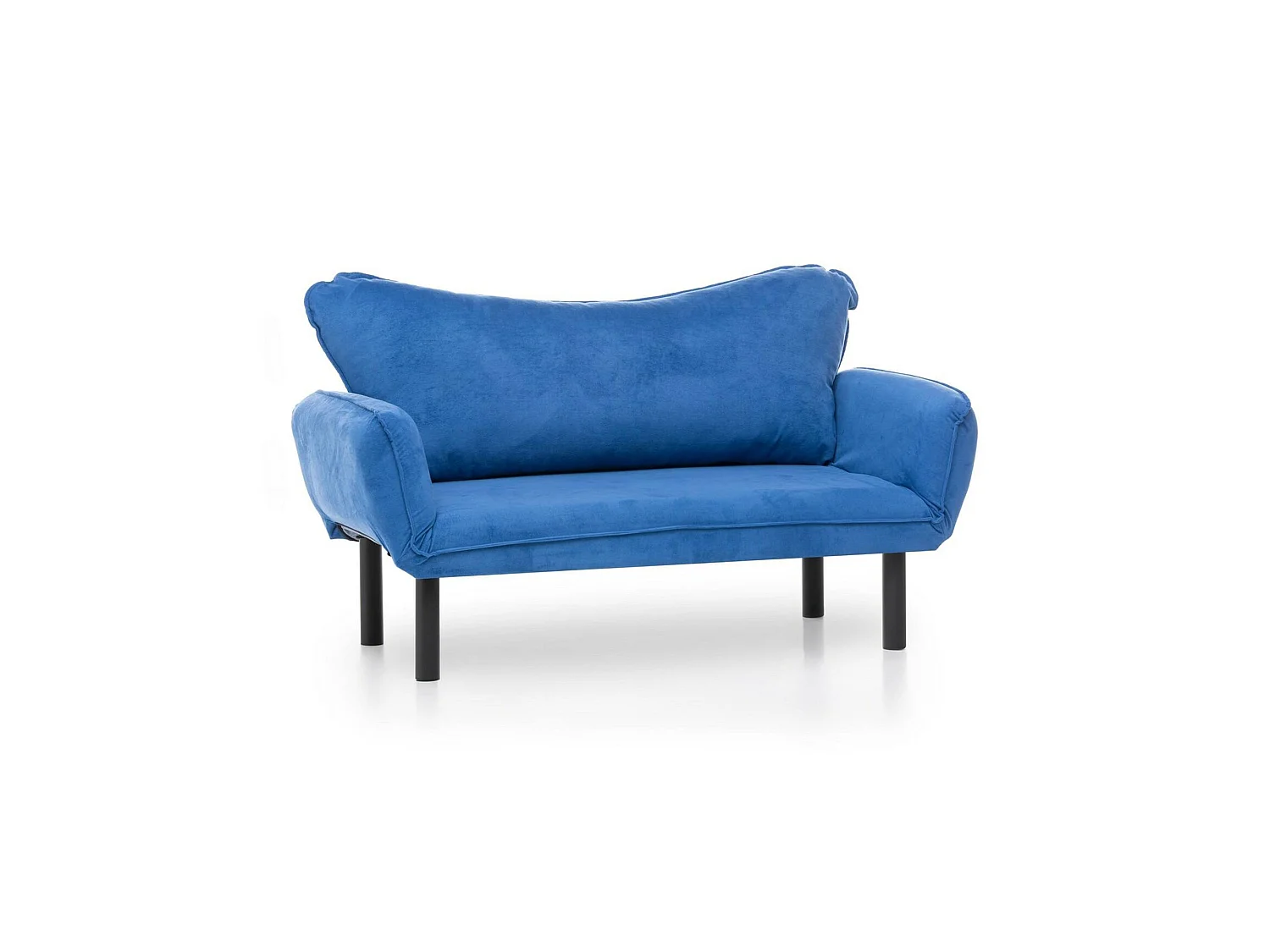 Canapé-lit 2 places Hone, coffre de rangement, 140x65 cm bleu, inclinable, ouverture clic-clac