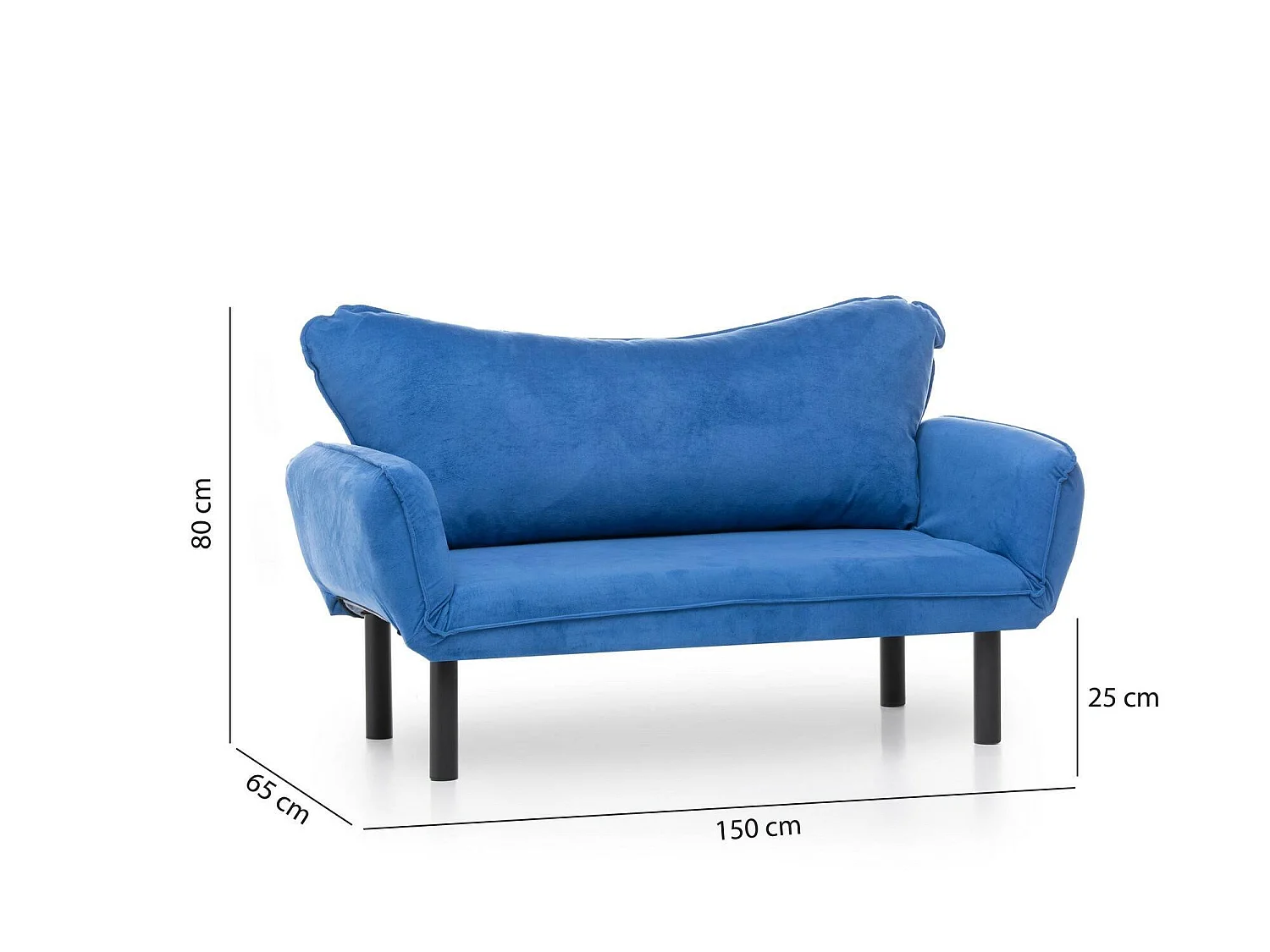 Canapé-lit 2 places Hone, coffre de rangement, 140x65 cm bleu, inclinable, ouverture clic-clac
