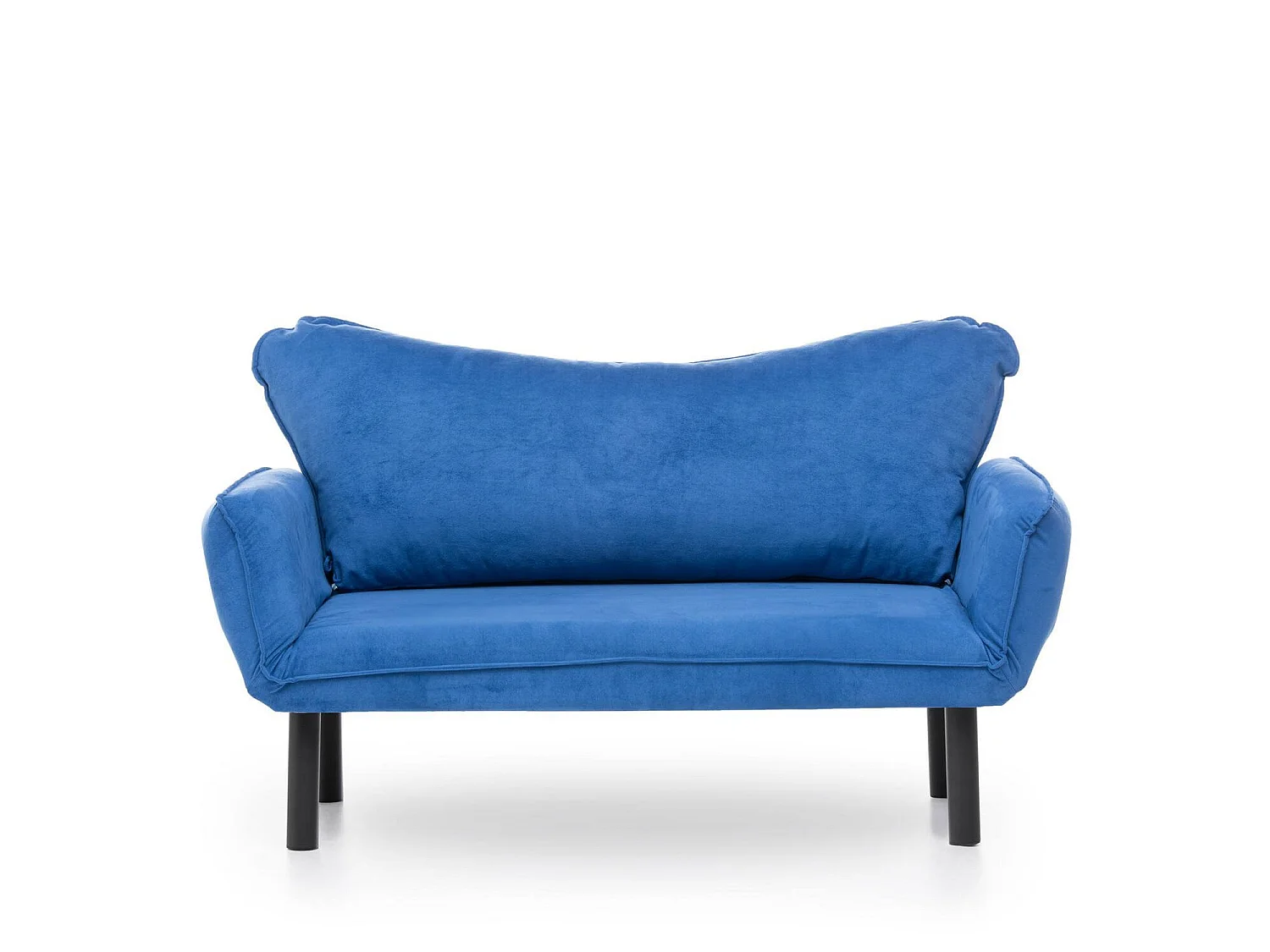 Canapé-lit 2 places Hone, coffre de rangement, 140x65 cm bleu, inclinable, ouverture clic-clac