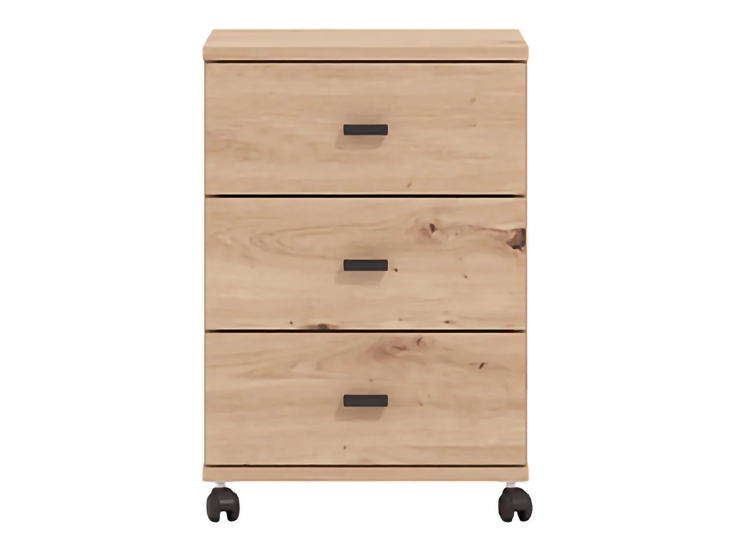 Cassettiera Kaza, 3 Cassetti, 39x35x56h cm Marrone Rovere Nodi, con Ruote, Apertura Scorrevole