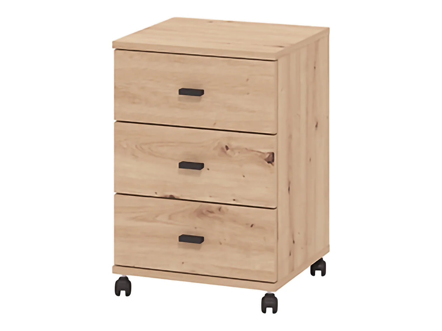 Cassettiera Kaza, 3 Cassetti, 39x35x56h cm Marrone Rovere Nodi, con Ruote, Apertura Scorrevole