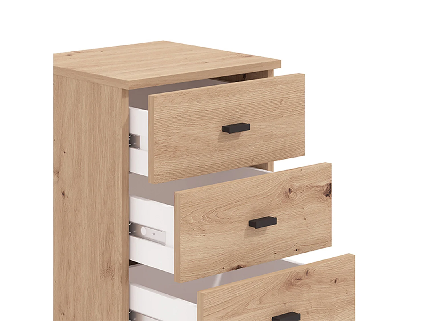 Cassettiera Kaza, 3 Cassetti, 39x35x56h cm Marrone Rovere Nodi, con Ruote, Apertura Scorrevole