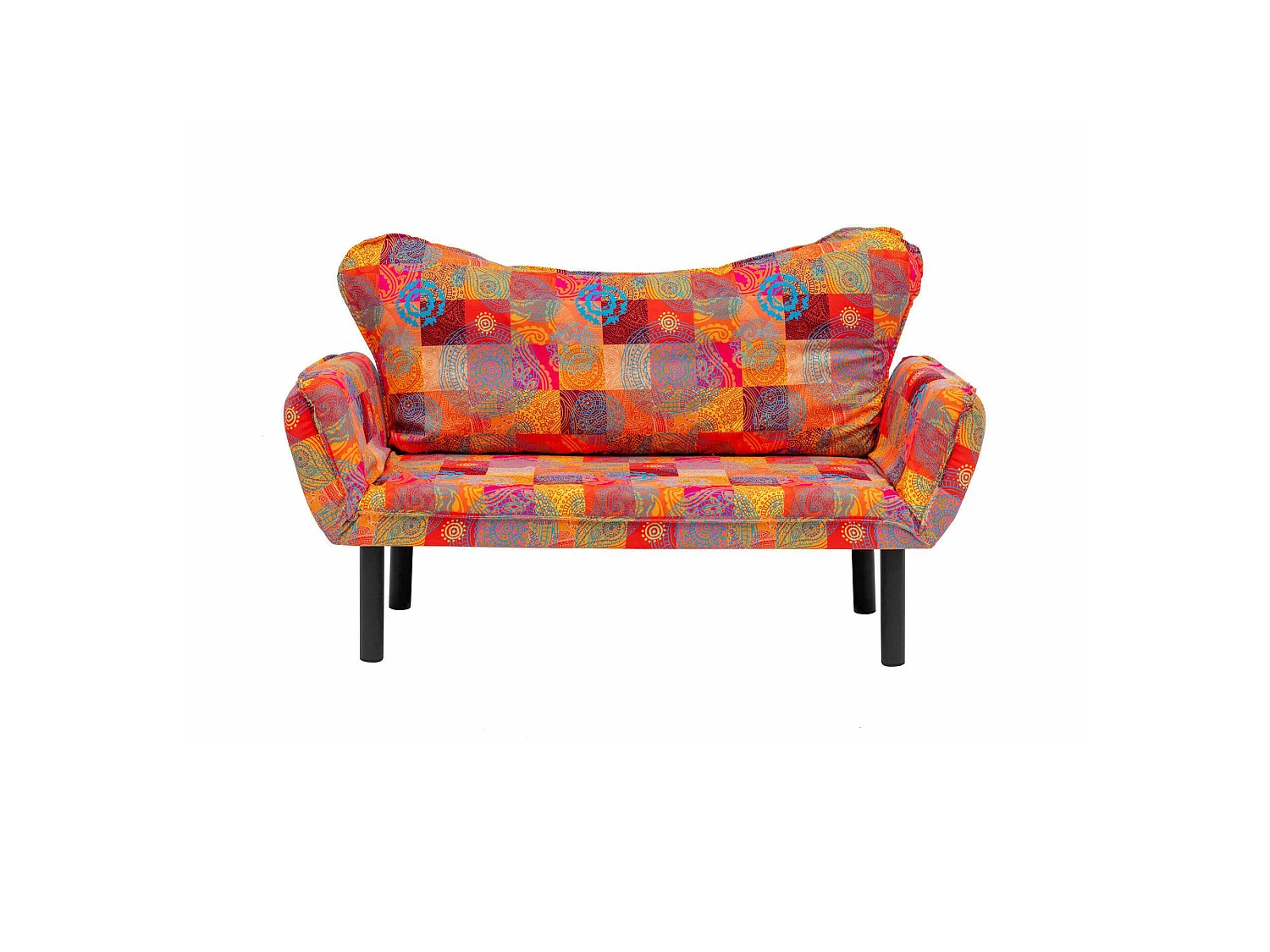 Canapé-lit 2 places Hone, coffre de rangement, 150x65 cm multicolore, inclinable, accoudoirs