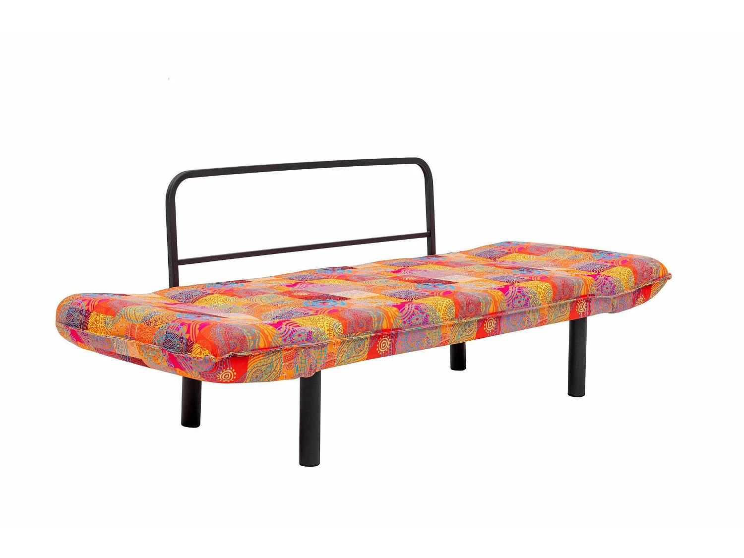 Canapé-lit 2 places Hone, coffre de rangement, 150x65 cm multicolore, inclinable, accoudoirs