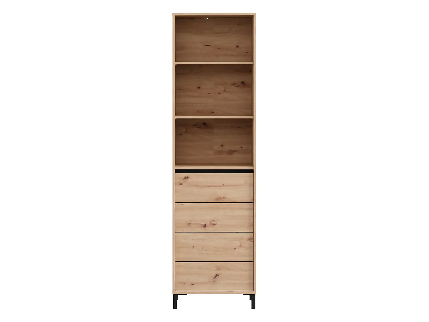 Vetrina Calto, 4 Ripiani, 55x40x193h cm Marrone Rovere Nodi, Mobile Espositore, Un'anta, con Piedini