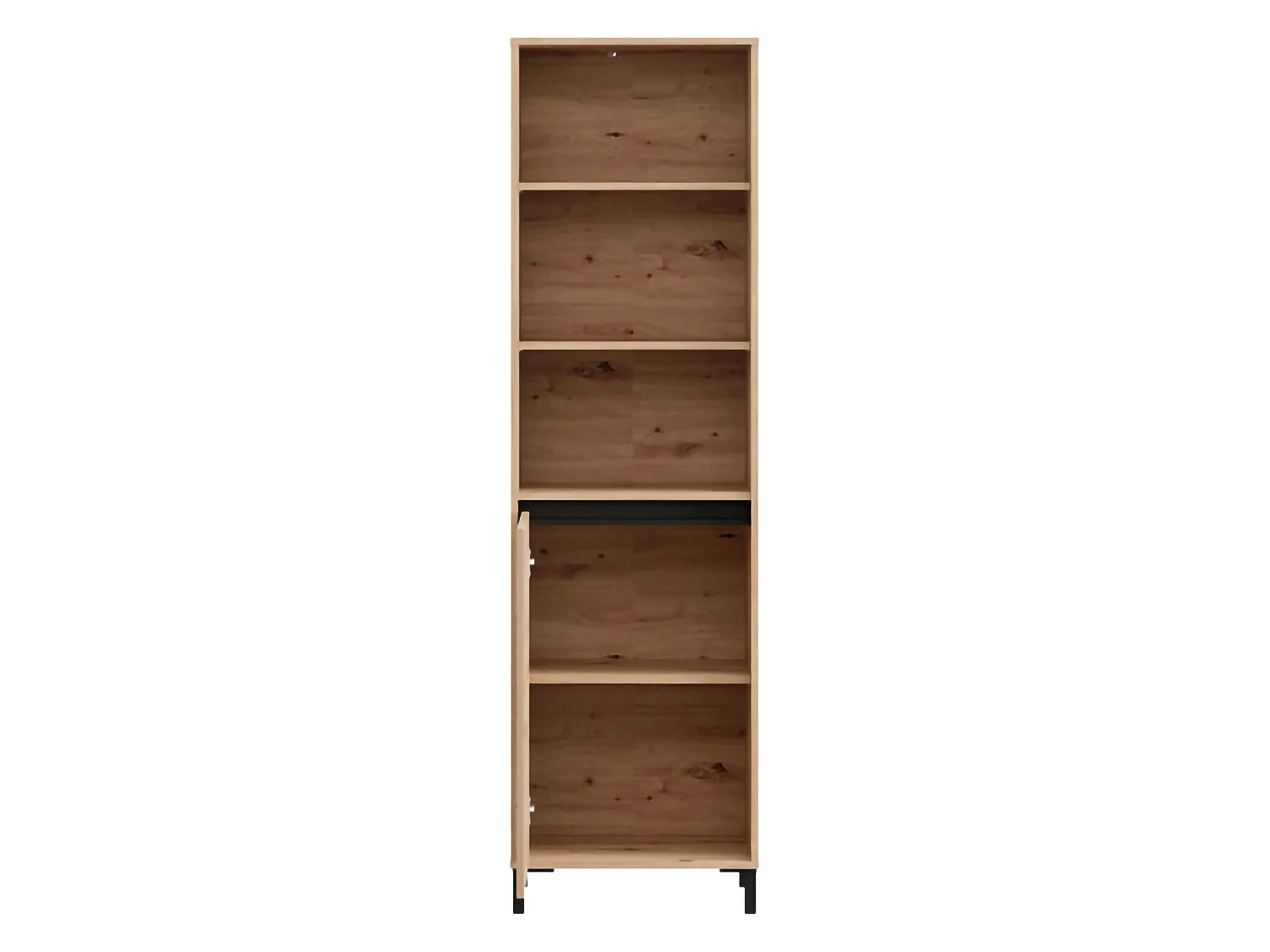 Vetrina Calto, 4 Ripiani, 55x40x193h cm Marrone Rovere Nodi, Mobile Espositore, Un'anta, con Piedini