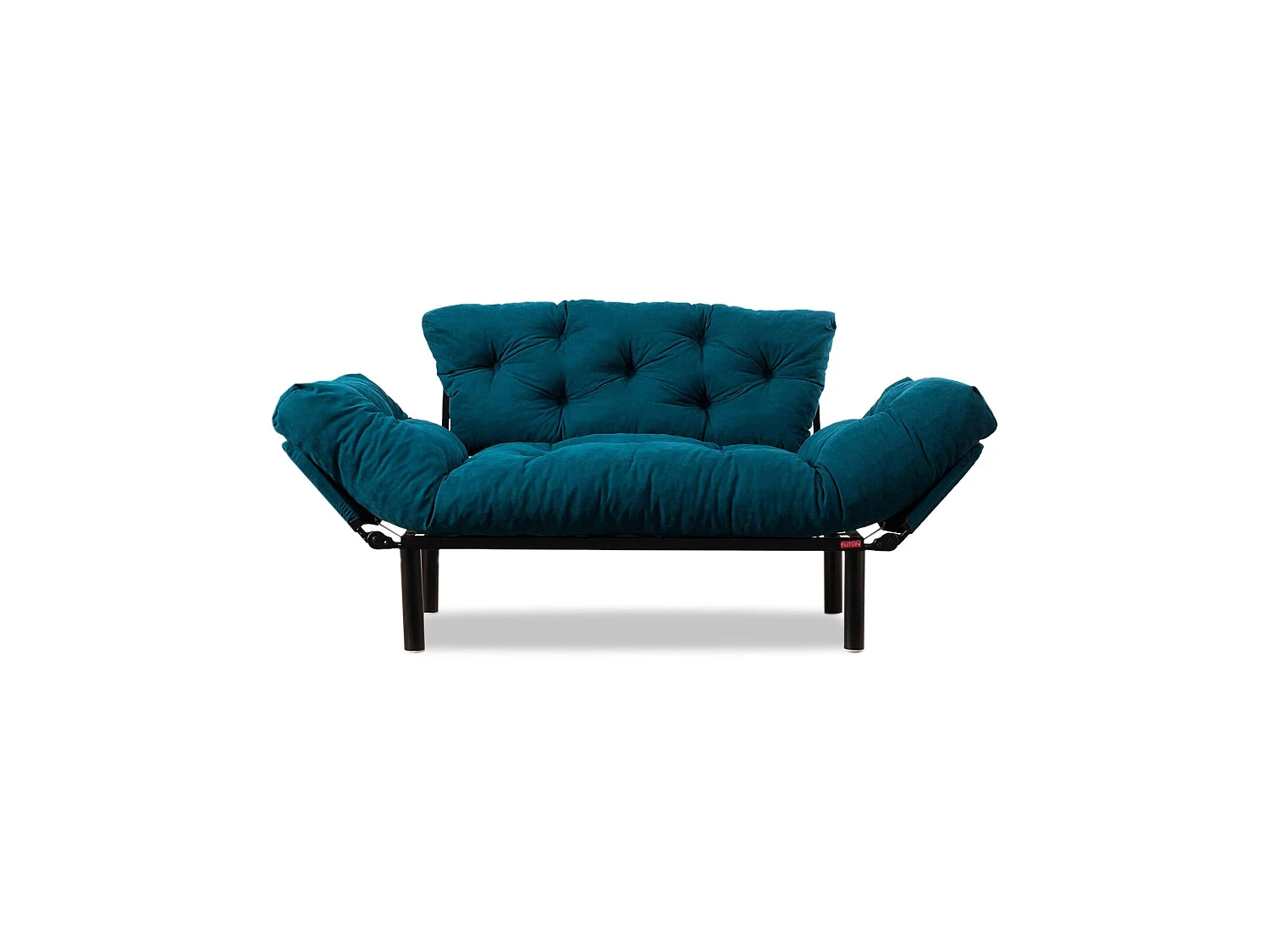 Canapé-lit 2 places Guchol, coffre de rangement, 155x70 cm bleu azur, inclinable, accoudoirs