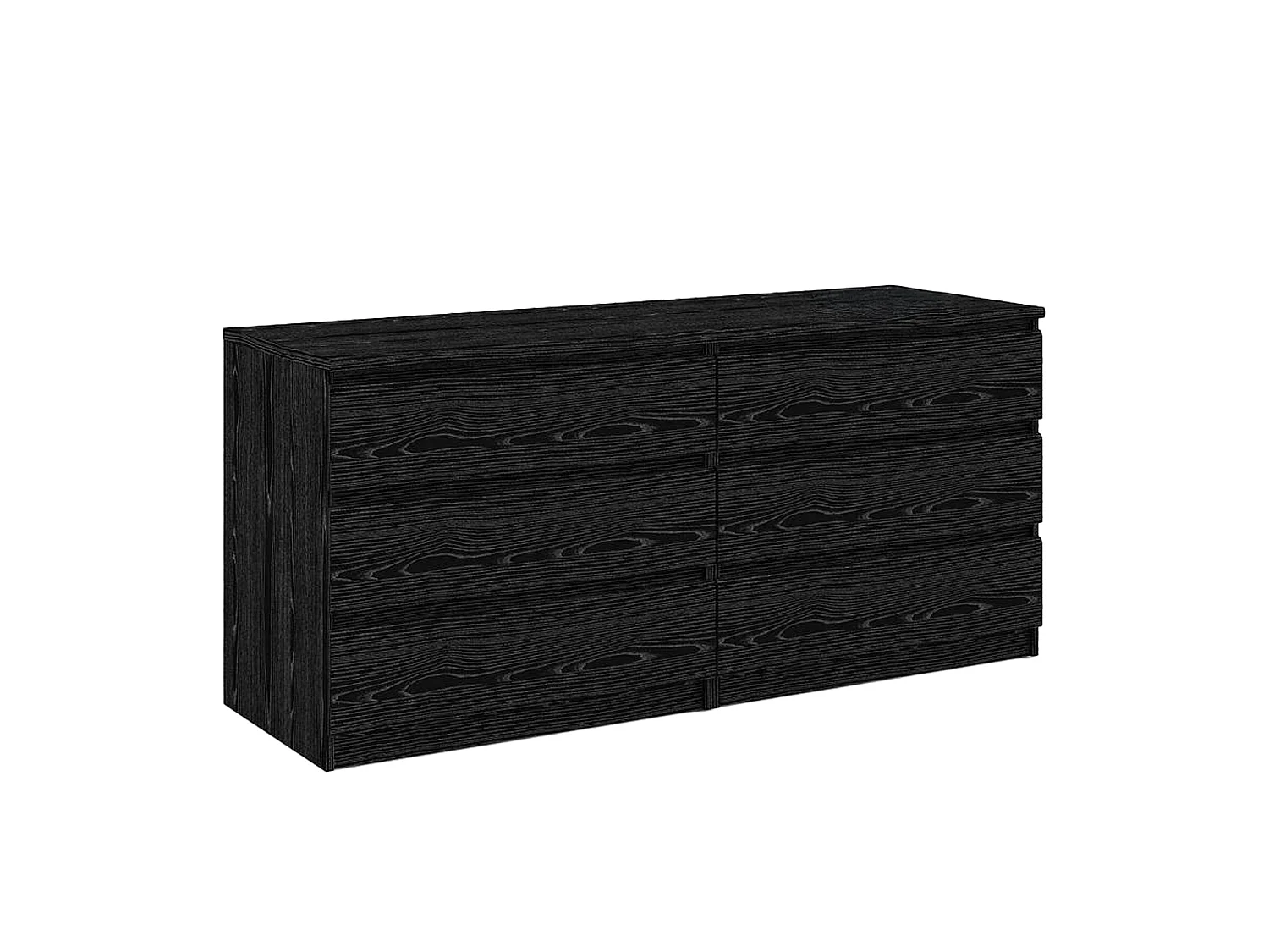 Cassettiera Ceraso, 6 Cassetti, 154x50x70h cm Nero, Apertura Scorrevole, Chiusura Scorrevole