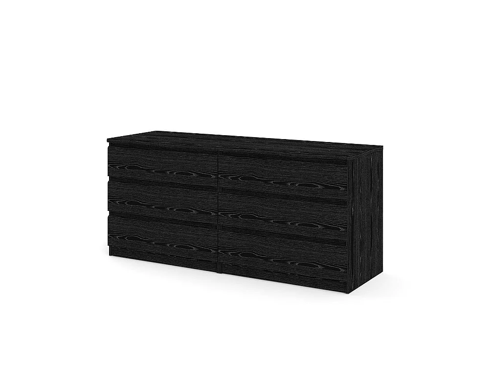 Cassettiera Ceraso, 6 Cassetti, 154x50x70h cm Nero, Apertura Scorrevole, Chiusura Scorrevole