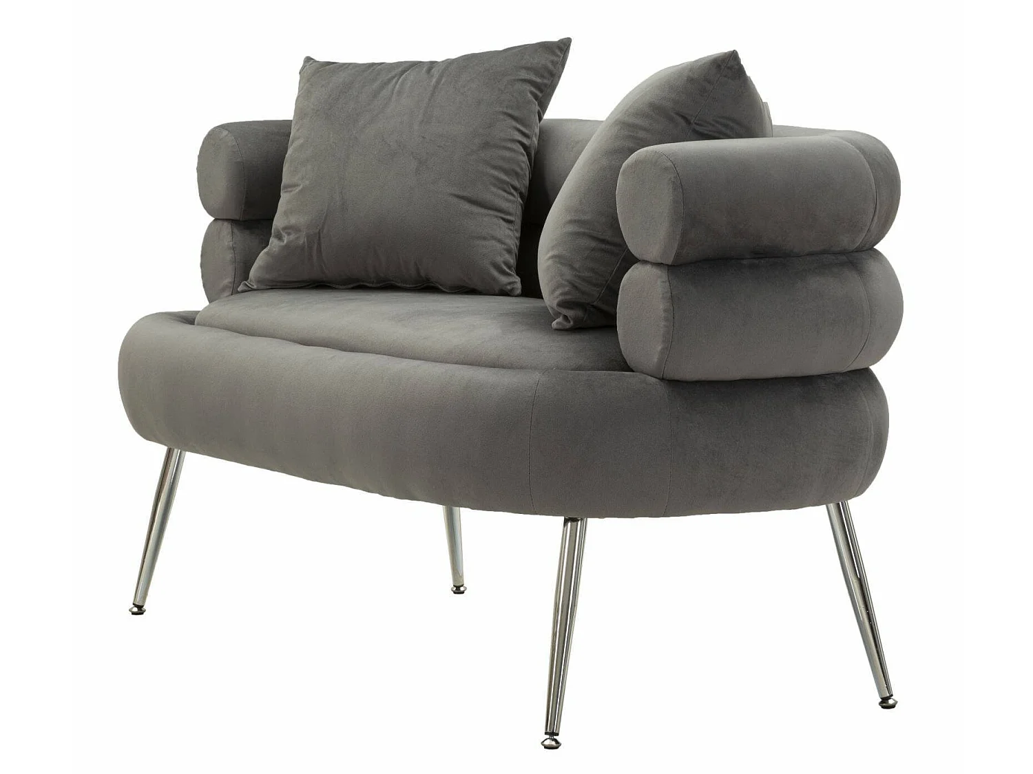 Sofa Fixe 2 Places Casier, 2 Coussins Inclus, 68x133x69h cm Gris