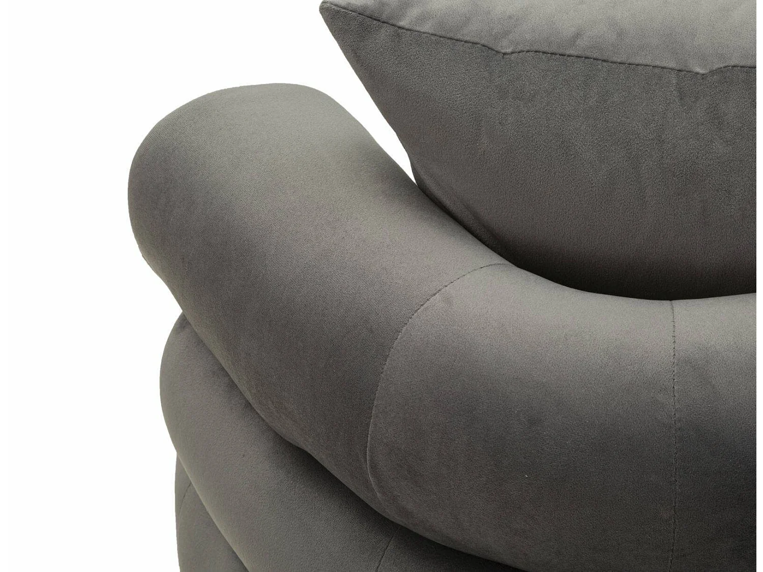 Sofa Fixe 2 Places Casier, 2 Coussins Inclus, 68x133x69h cm Gris