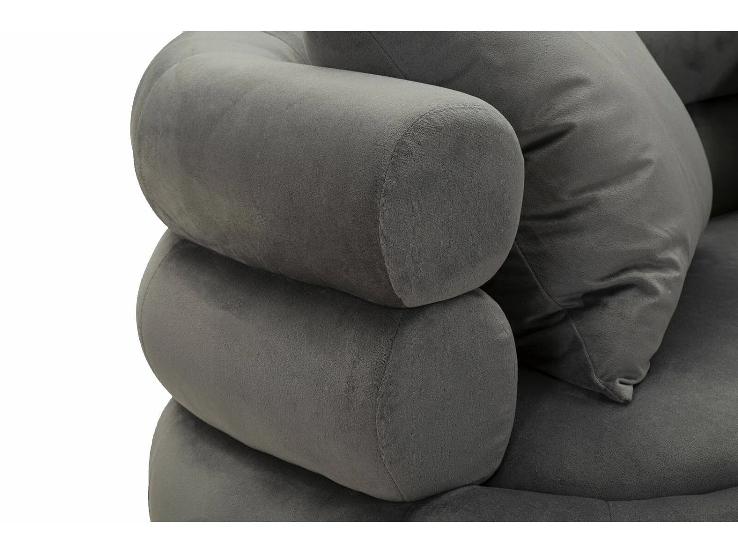 Sofa Fixe 2 Places Casier, 2 Coussins Inclus, 68x133x69h cm Gris