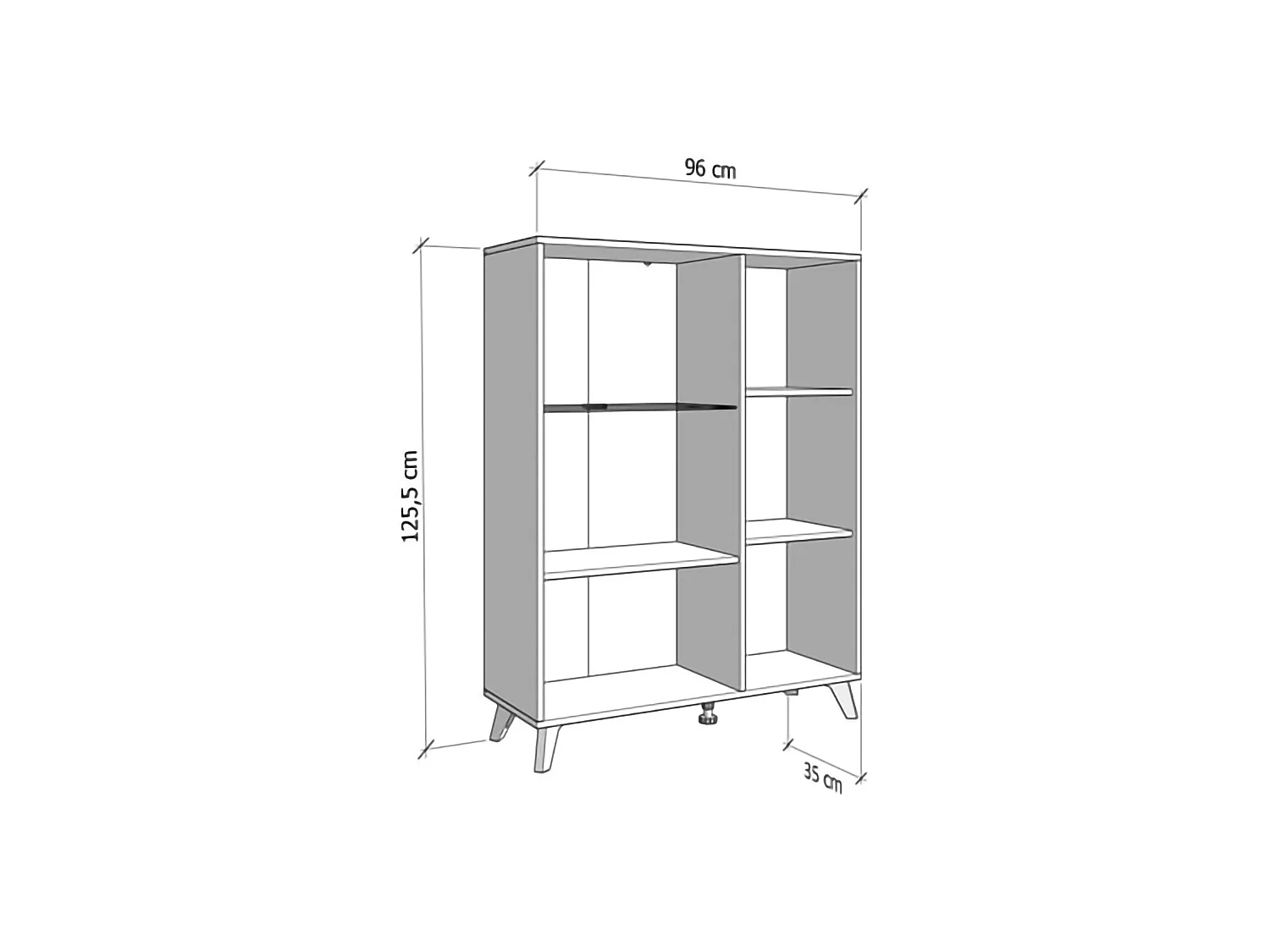 Vitrine Cetona, 4 Böden, 96x35x126 cm, Braun Eiche Knoten, Aussteller, Flügeltüren, 2 Türen
