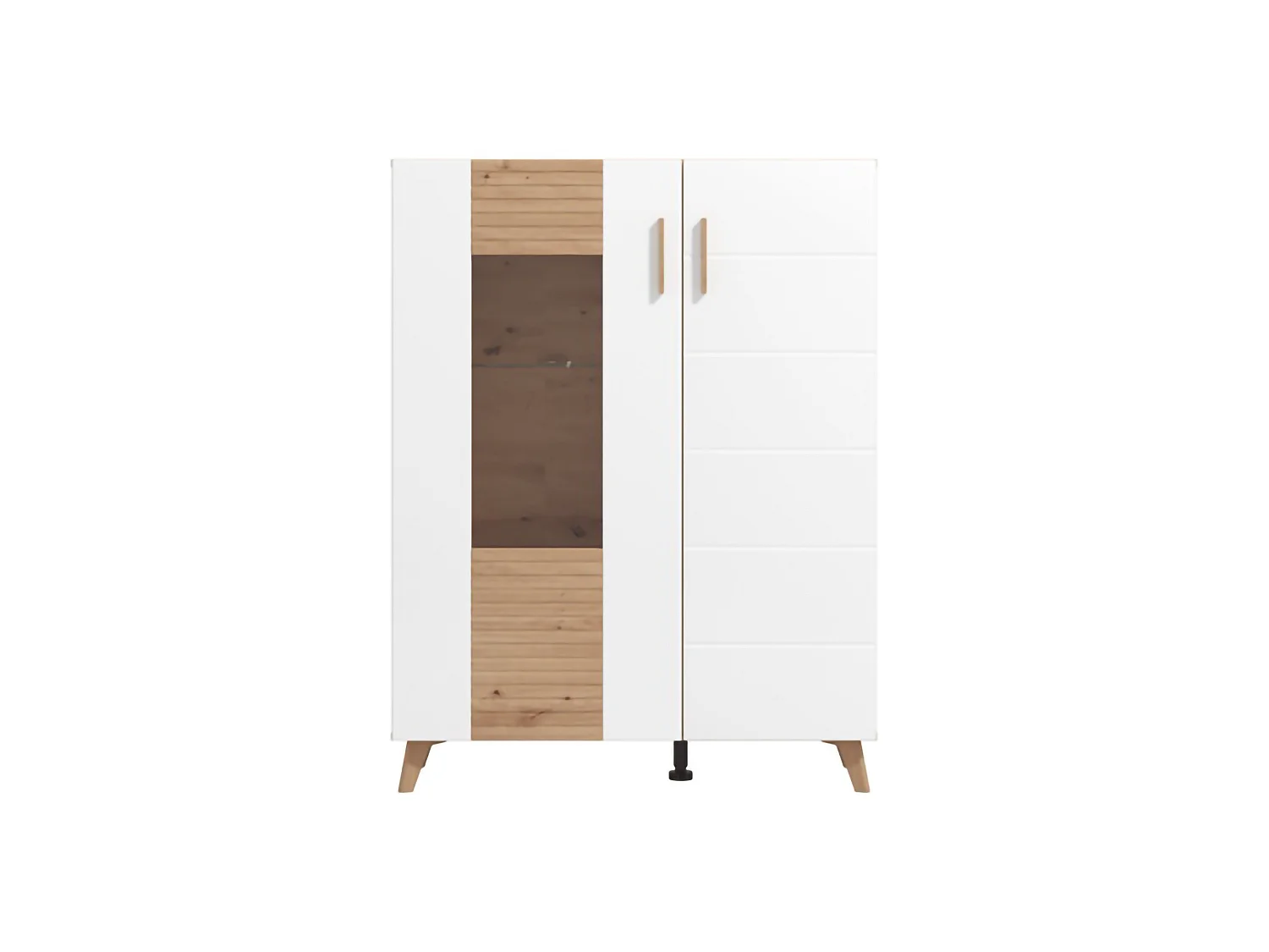 Vitrine Cetona, 4 Böden, 96x35x126 cm, Braun Eiche Knoten, Aussteller, Flügeltüren, 2 Türen