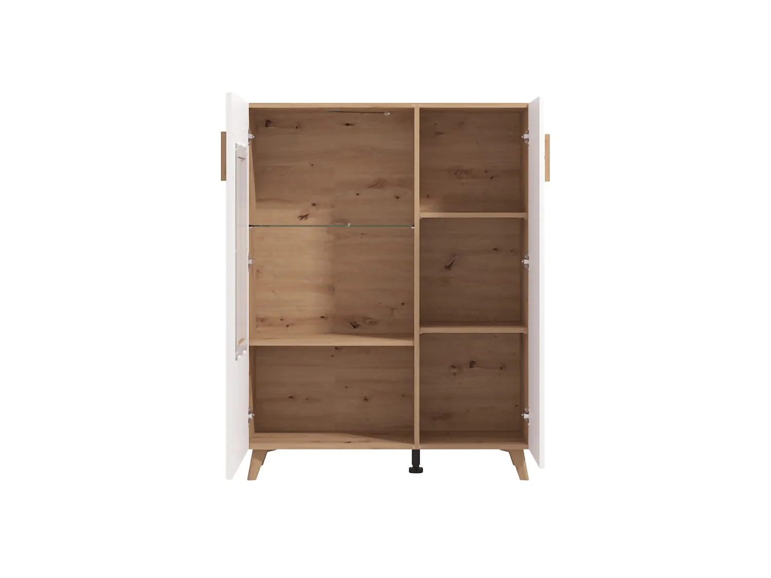 Vitrine Cetona, 4 Böden, 96x35x126 cm, Braun Eiche Knoten, Aussteller, Flügeltüren, 2 Türen