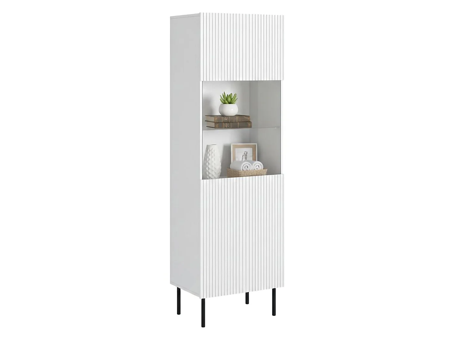 Vetrina Mangualde, 4 Ripiani, 42x59.5x182.5h cm Bianco, Mobile Espositore