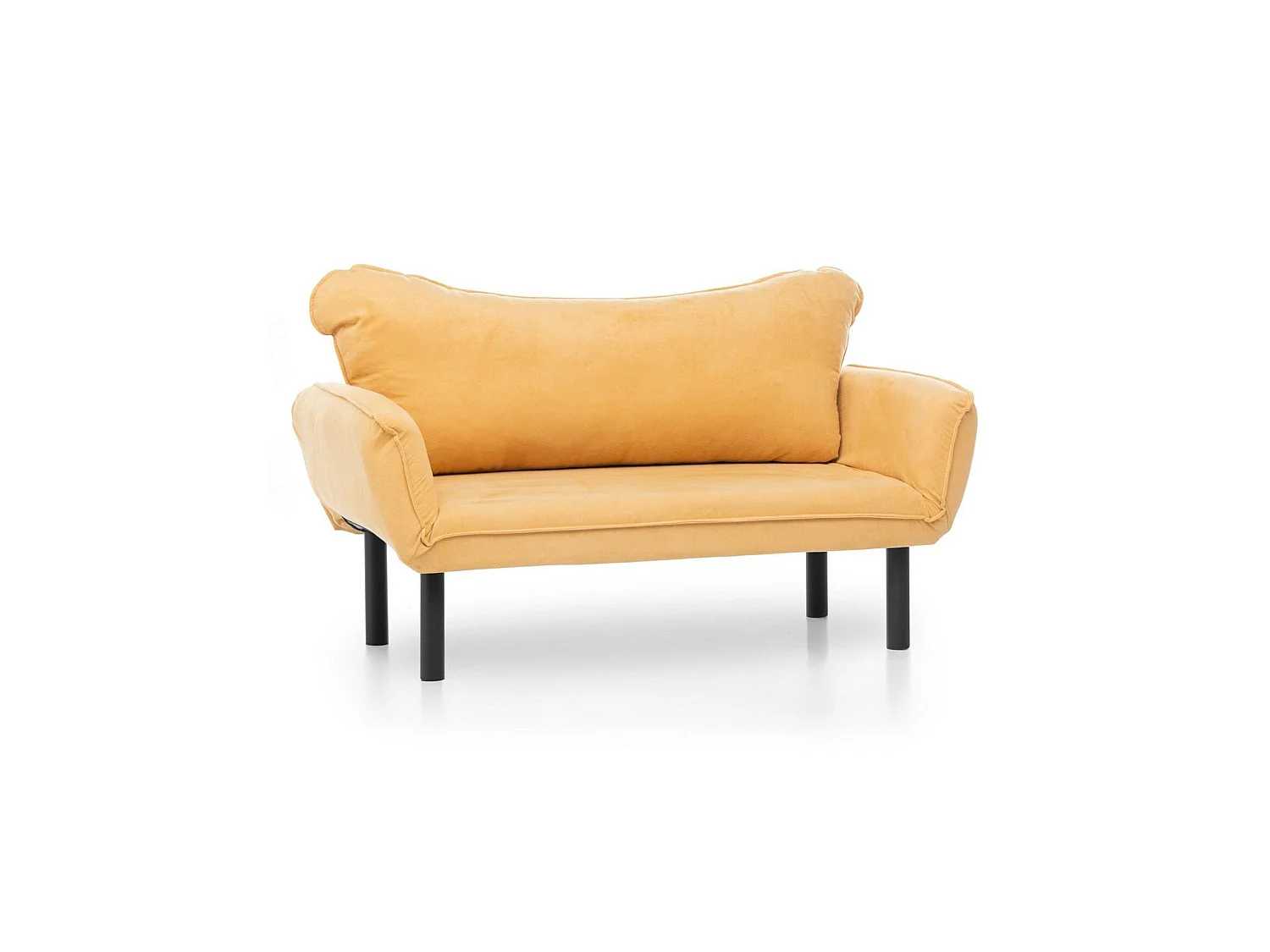 Canapé-lit 2 places Hone, coffre de rangement, 140x65 cm jaune, inclinable, ouverture click-clack